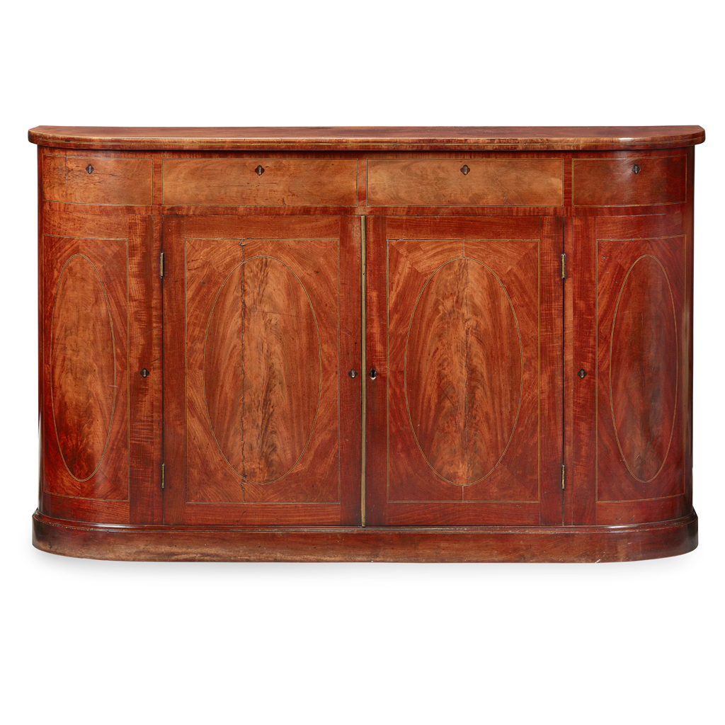 GEORGE III MAHOGANY BOW FRONT SIDE CABINET