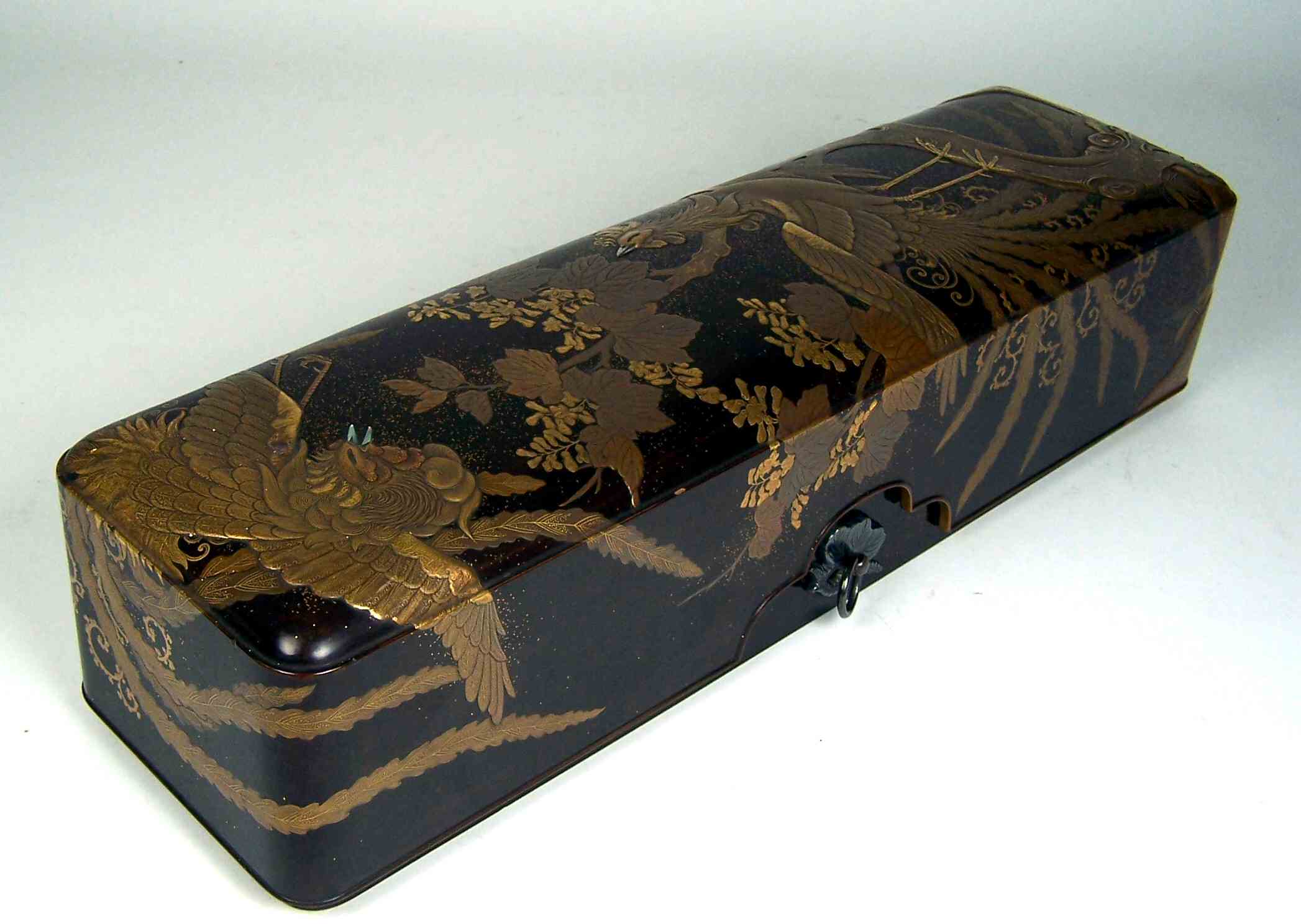 A Japanese lacquer glove box Meiji period