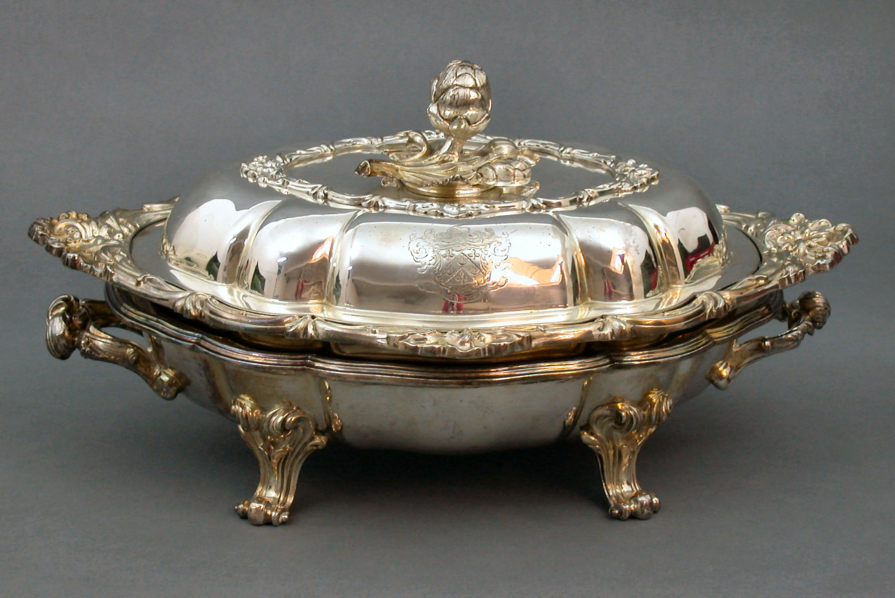 A 19th century plated entree dish with cover,