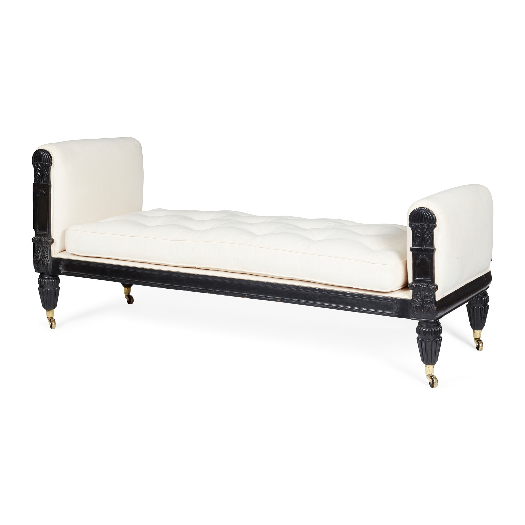 REGENCY EBONISED CHAISE LONGUE