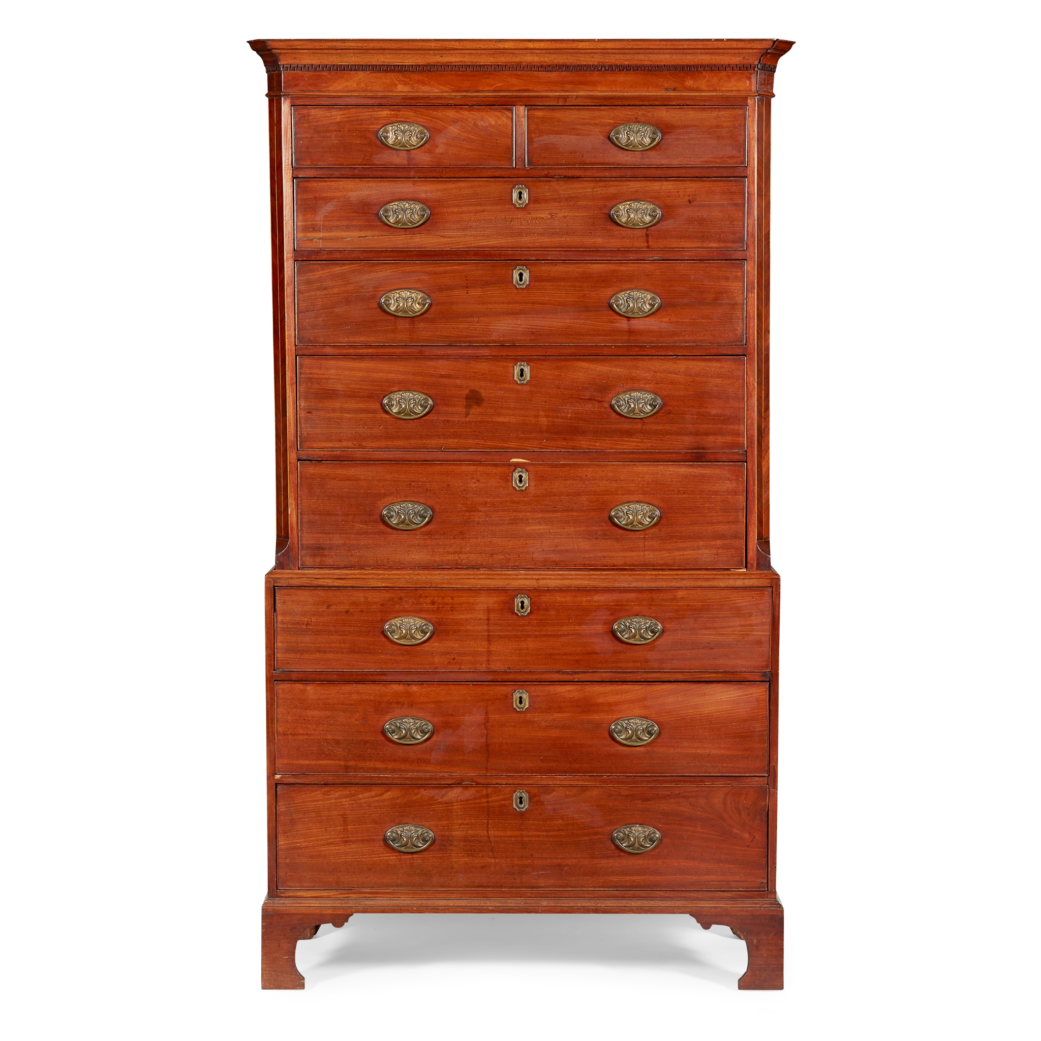 LATE GEORGE III MAHOGANY TALL CHEST-ON-CHEST
