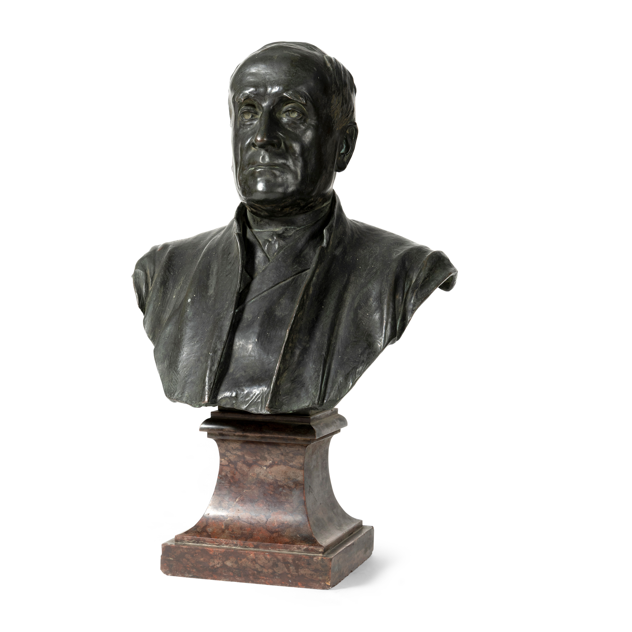 A GROUP OF THREE BRONZE BUSTS