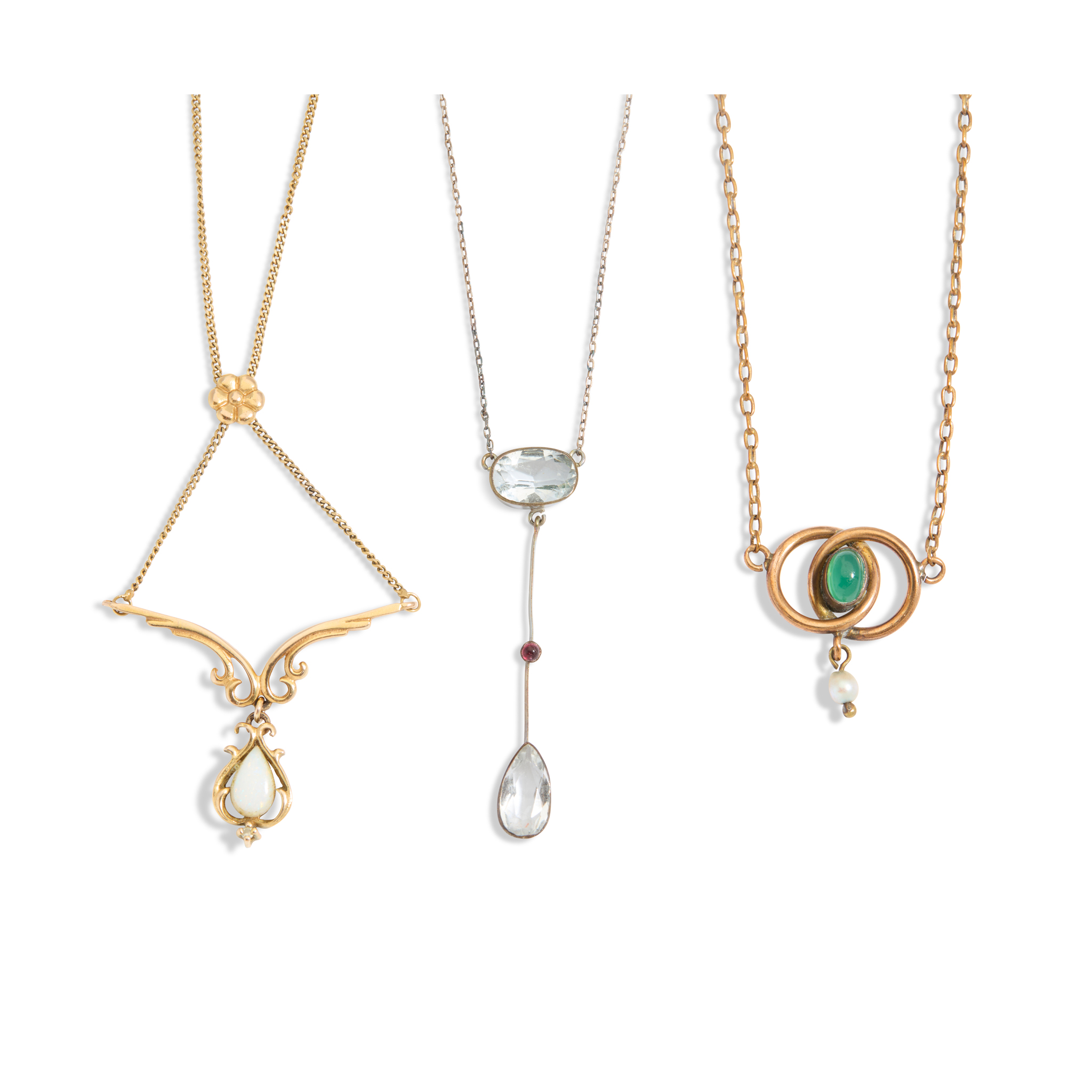 A collection of gem-set necklaces