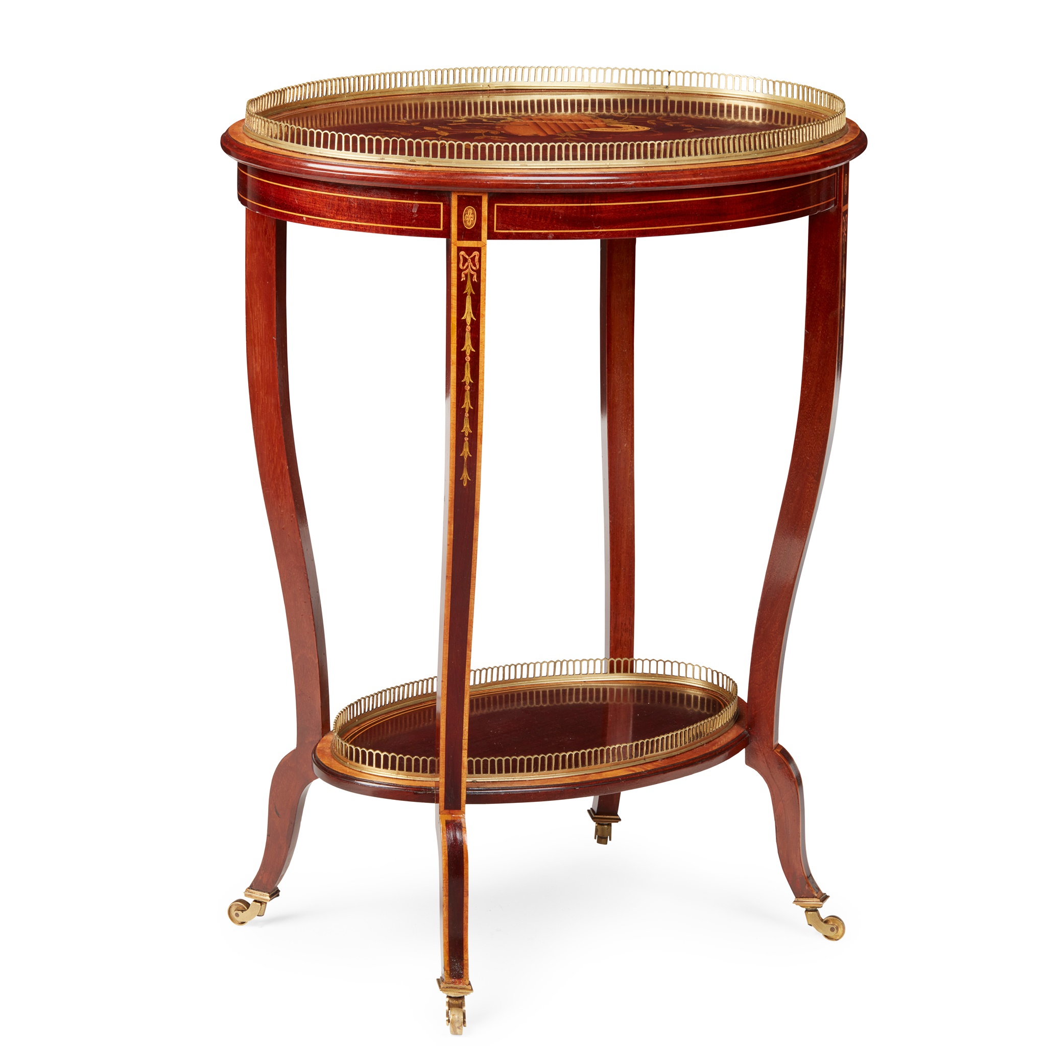 VICTORIAN MAHOGANY AND SATINWOOD INLAID OCCASIONAL TABLE