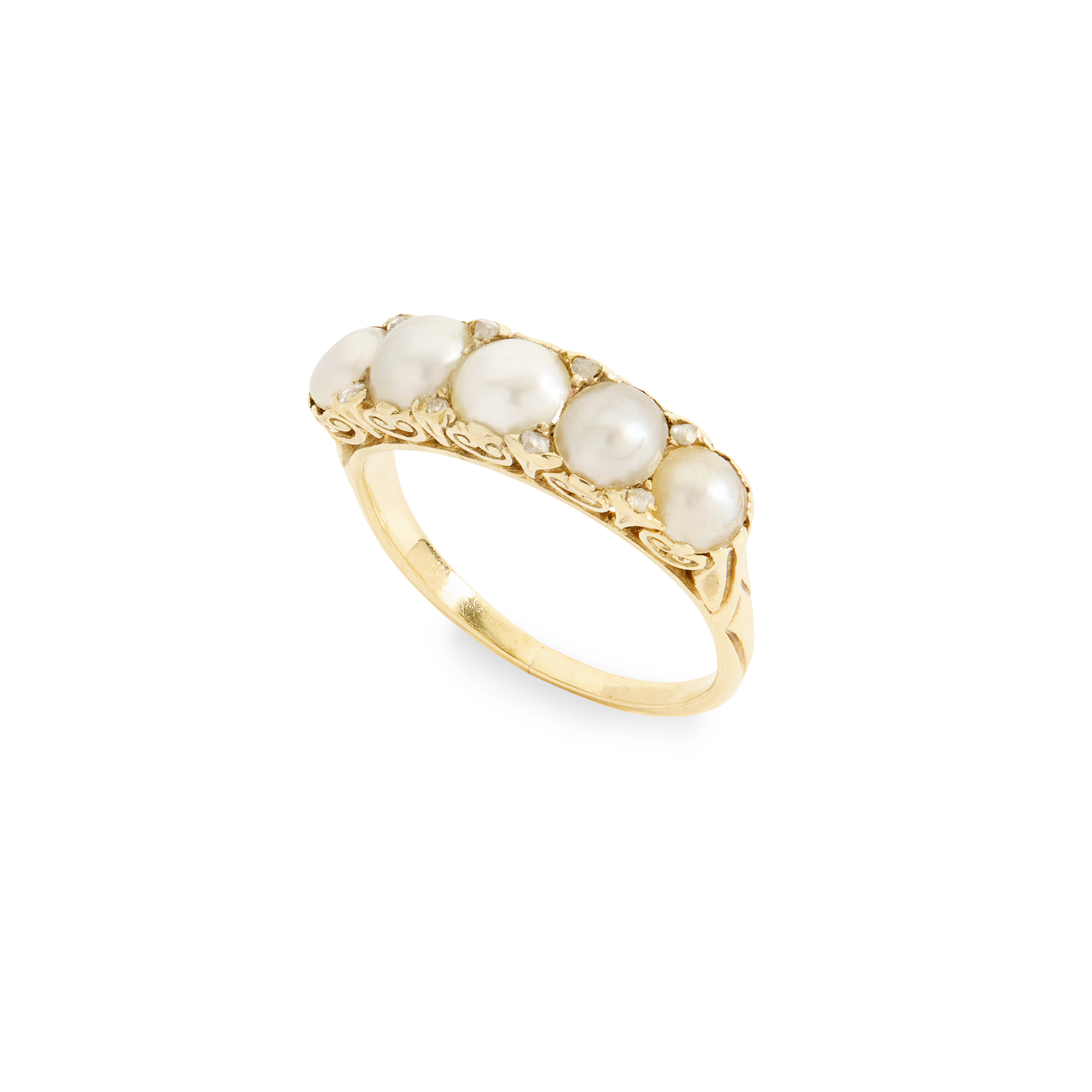 A pearl and diamond ring
