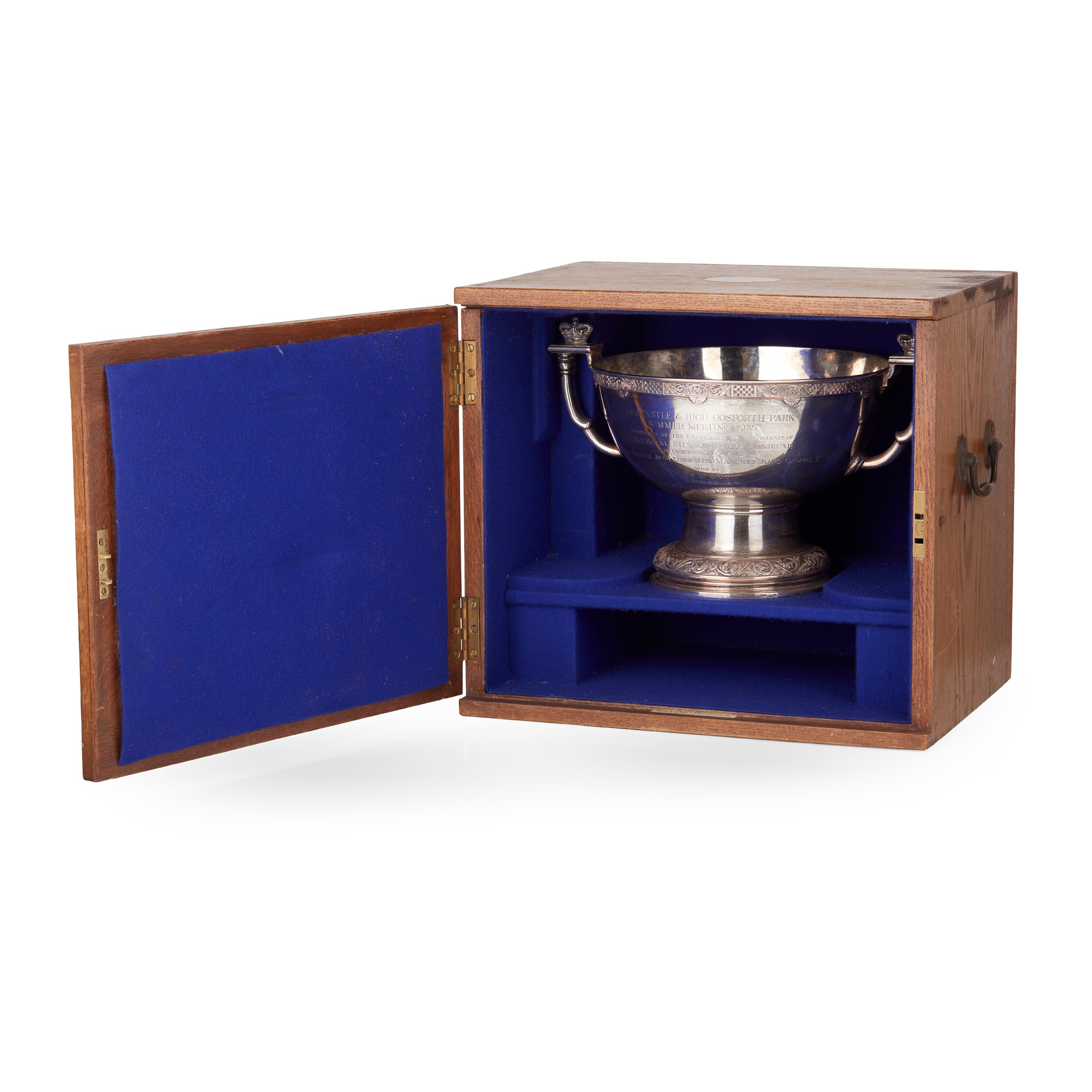A 1930s twin-handled horse racing trophy