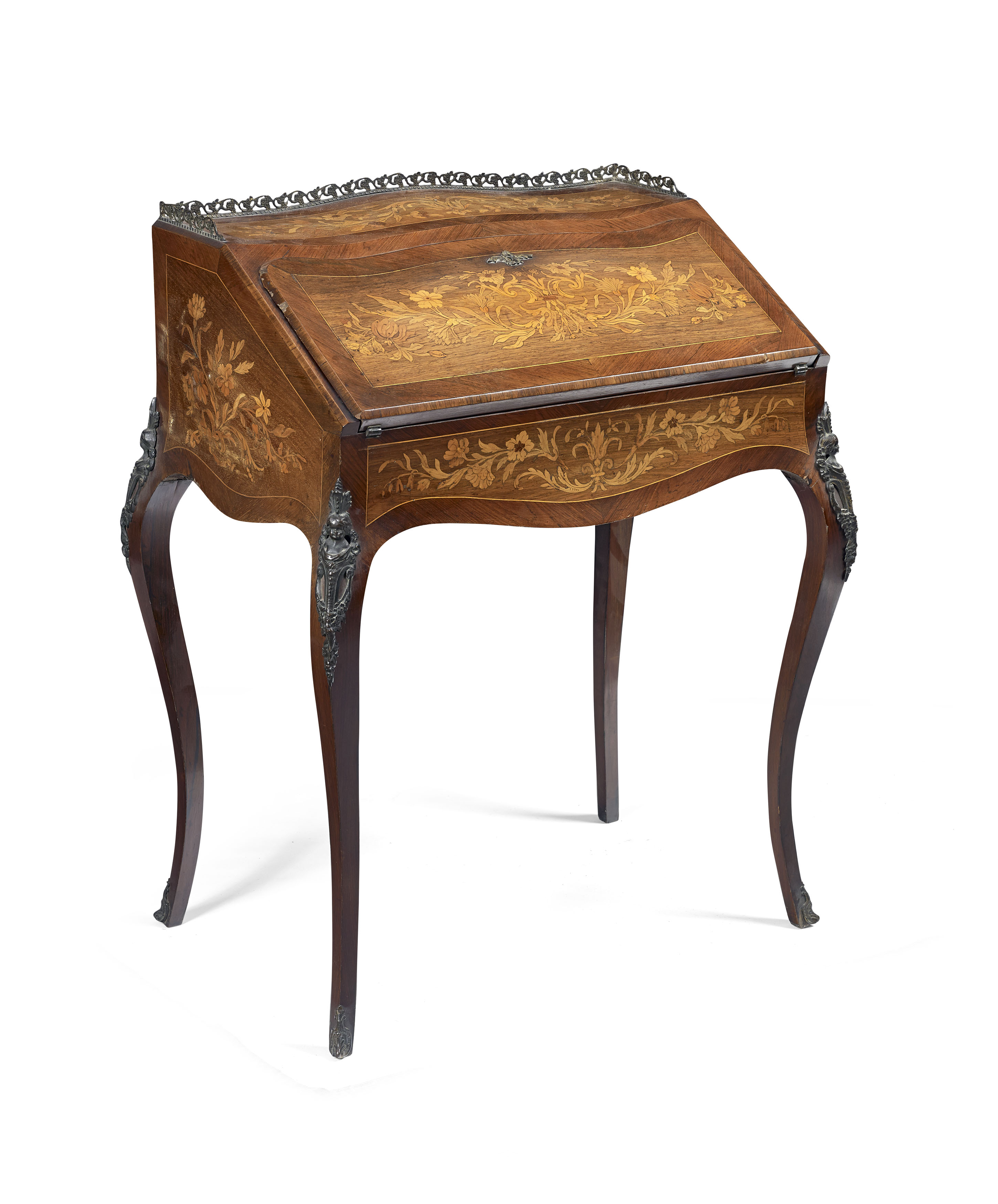 LOUIS XV STYLE KINGWOOD, TULIPWOOD AND MARQUETRY BONHEUR DU JOUR