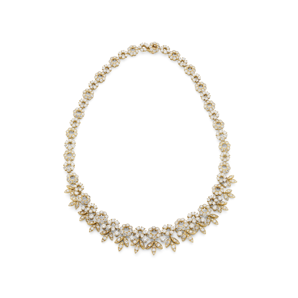 A French diamond set floral necklace