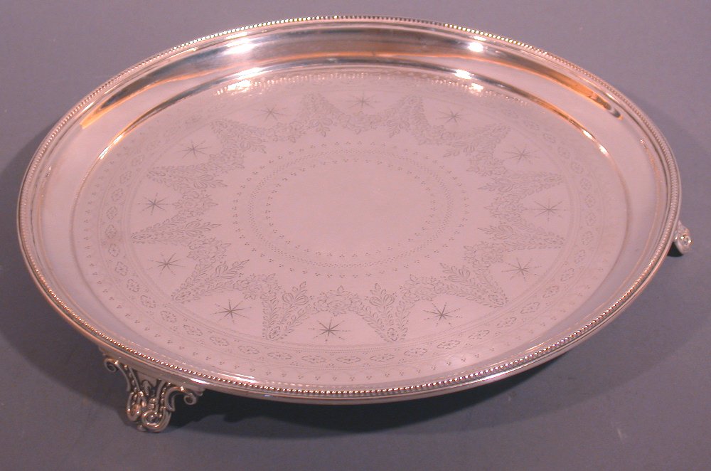 A late-Victorian silver circular salver