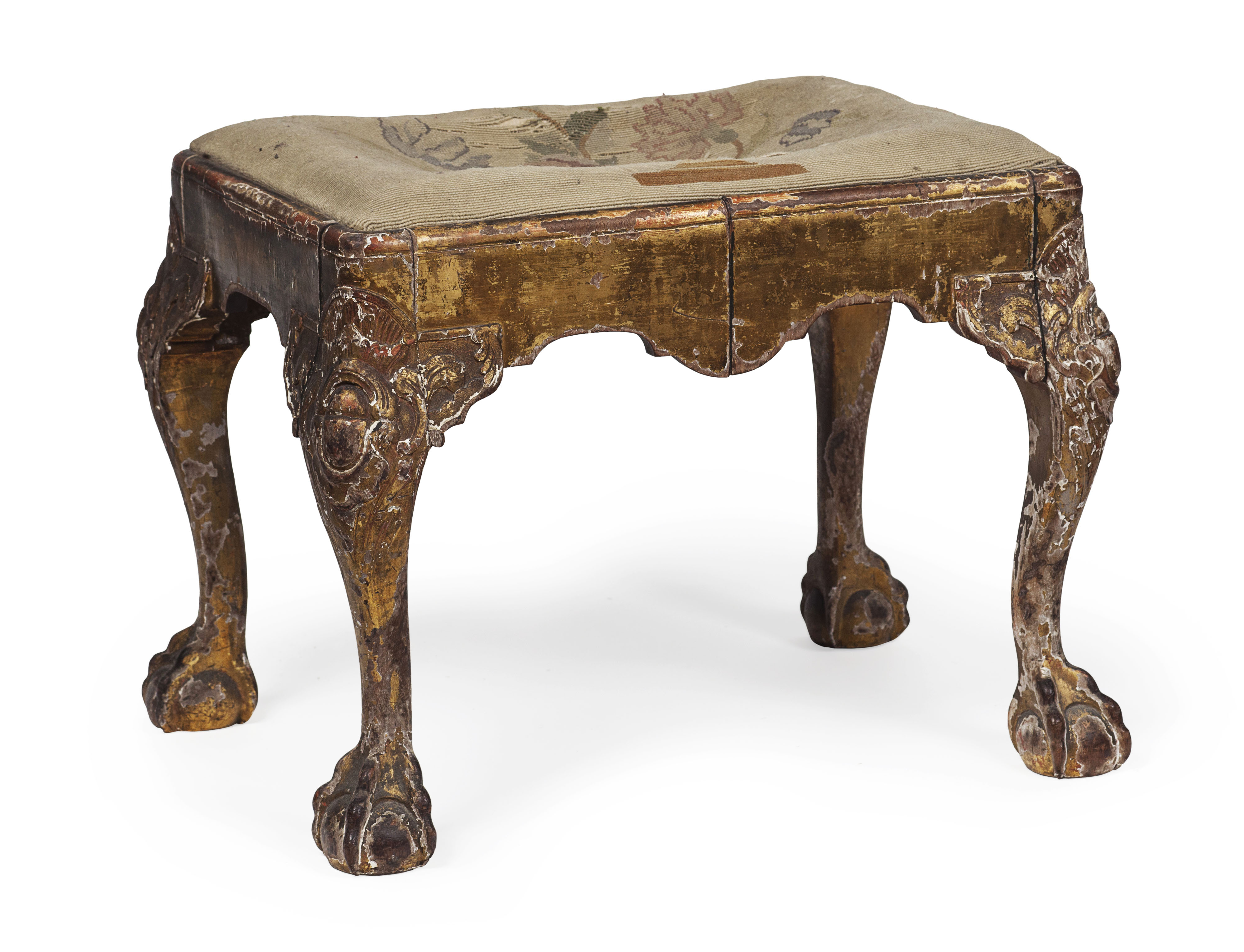 GEORGE I STYLE GILTWOOD STOOL