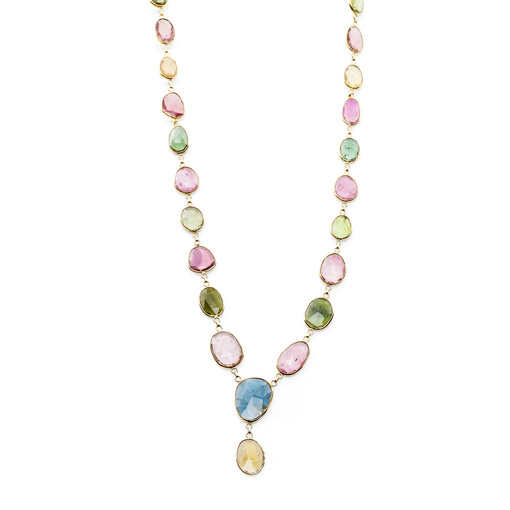 An unusual tourmaline set necklace
