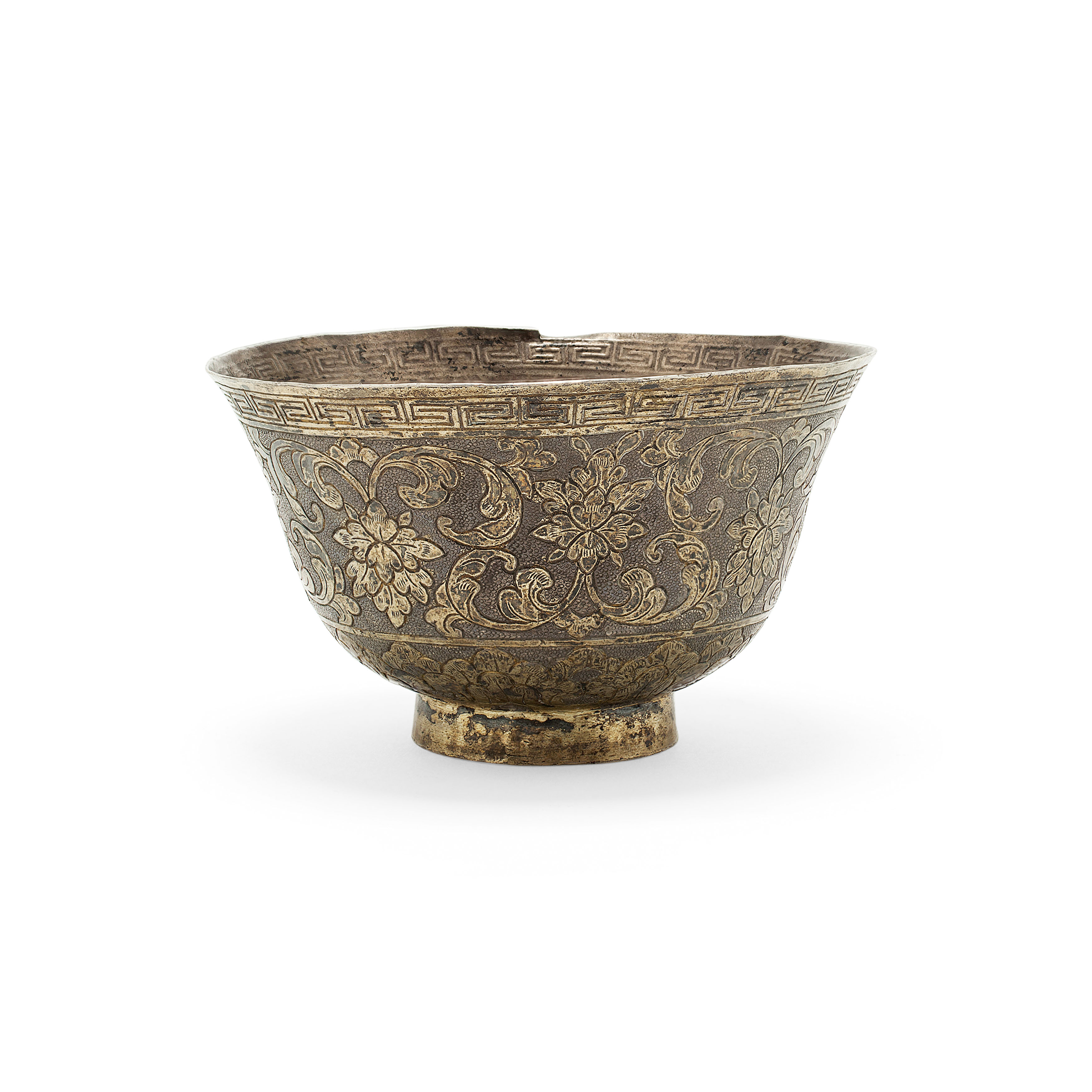 CHINESE SILVER AND GILT TEA BOWL