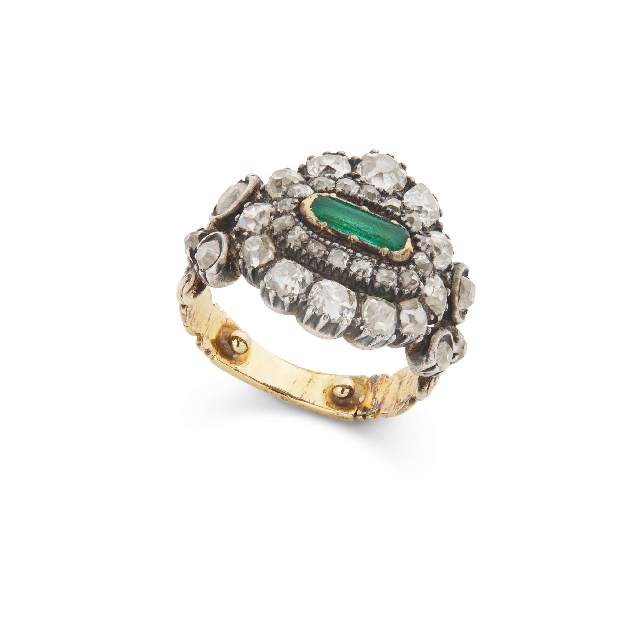 A mid 19th century emerald and diamond ring