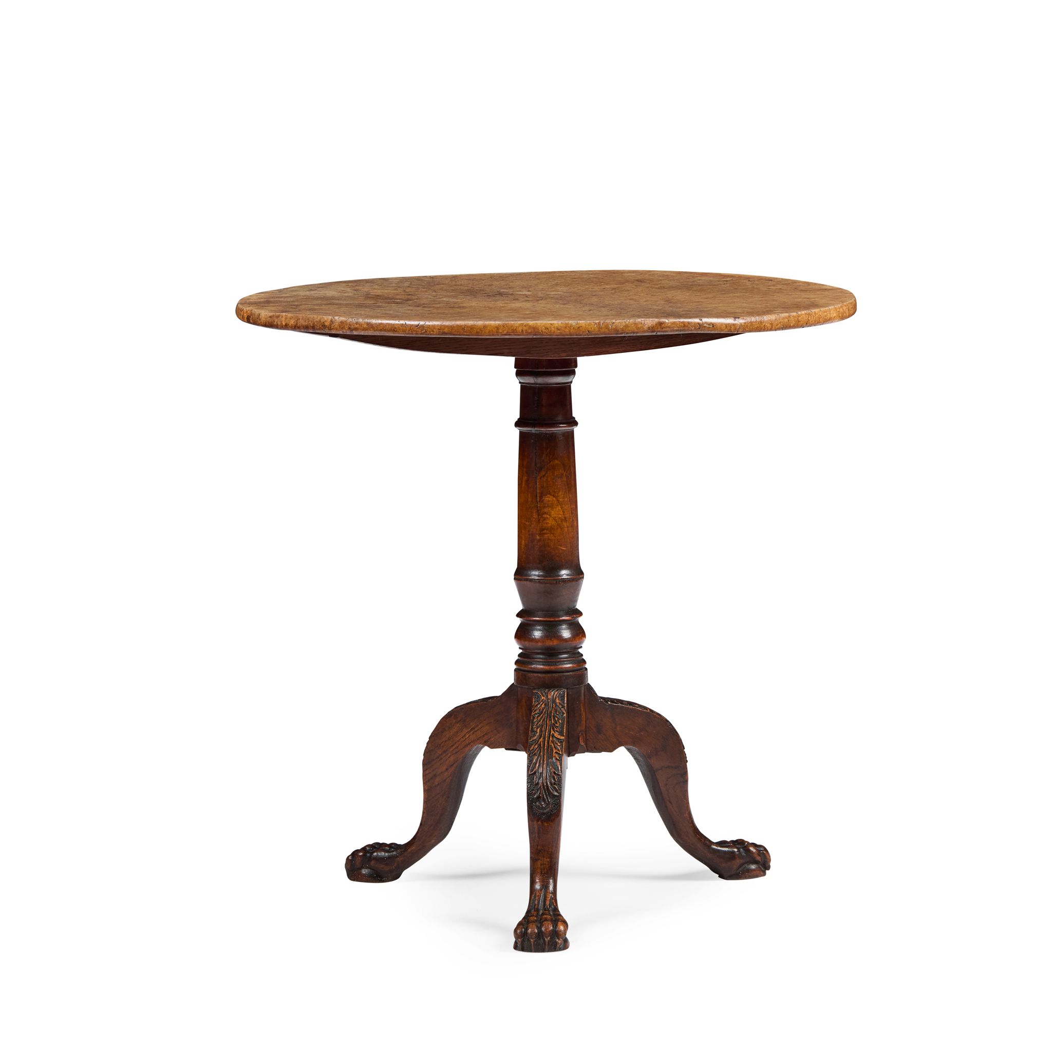 GEORGE II POLLARD OAK TRIPOD TABLE