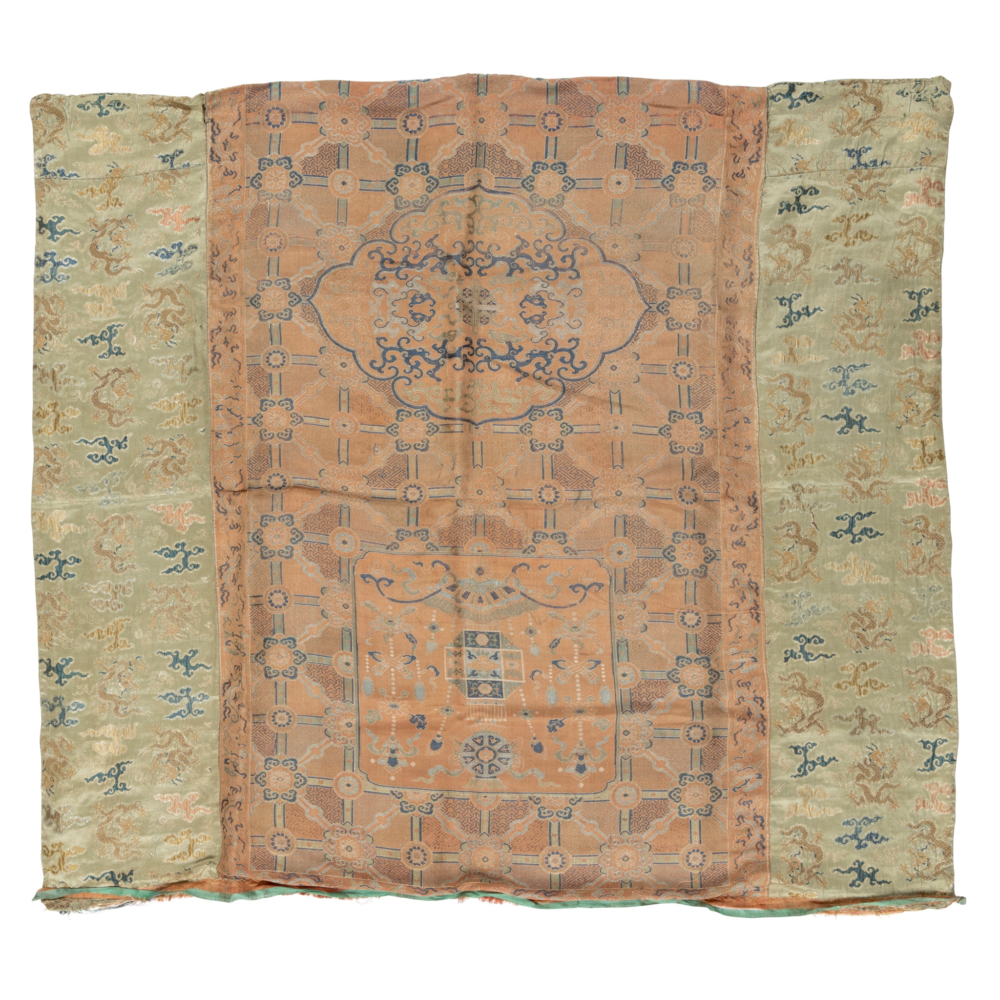 CHINESE APRICOT-GROUND BROCADE PANEL
