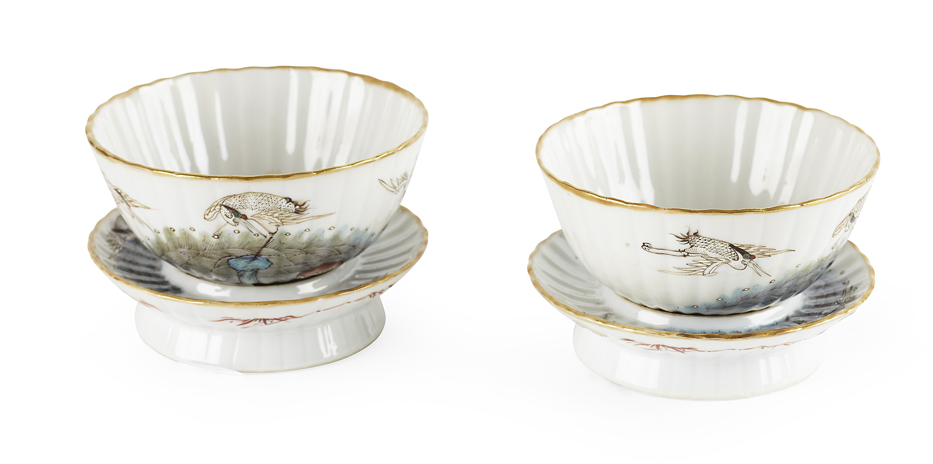 PAIR OF CHINESE PORCELAIN CUPS AND STANDS