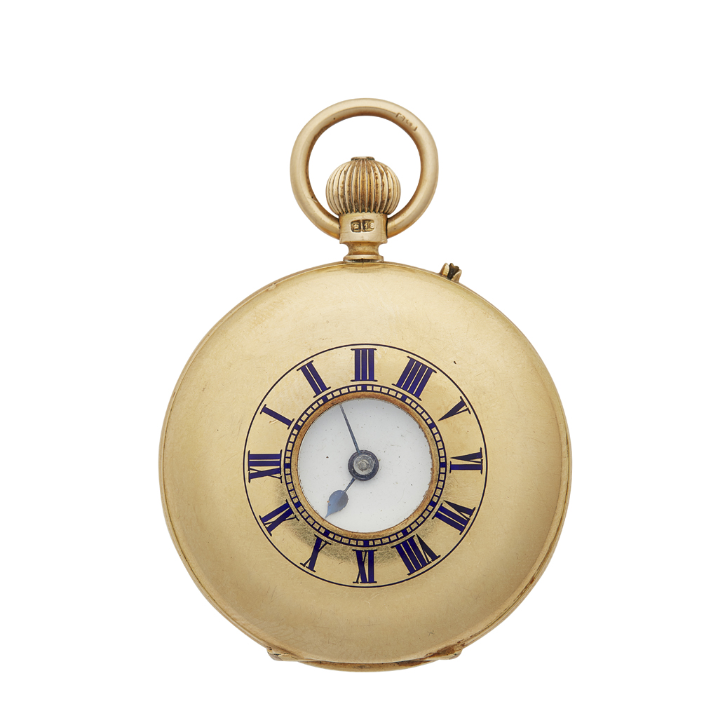 An 18ct gold half hunter cased pocket watch