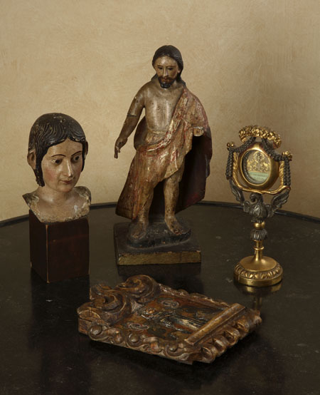 An 18th century Italian carved wood and polychrome figure