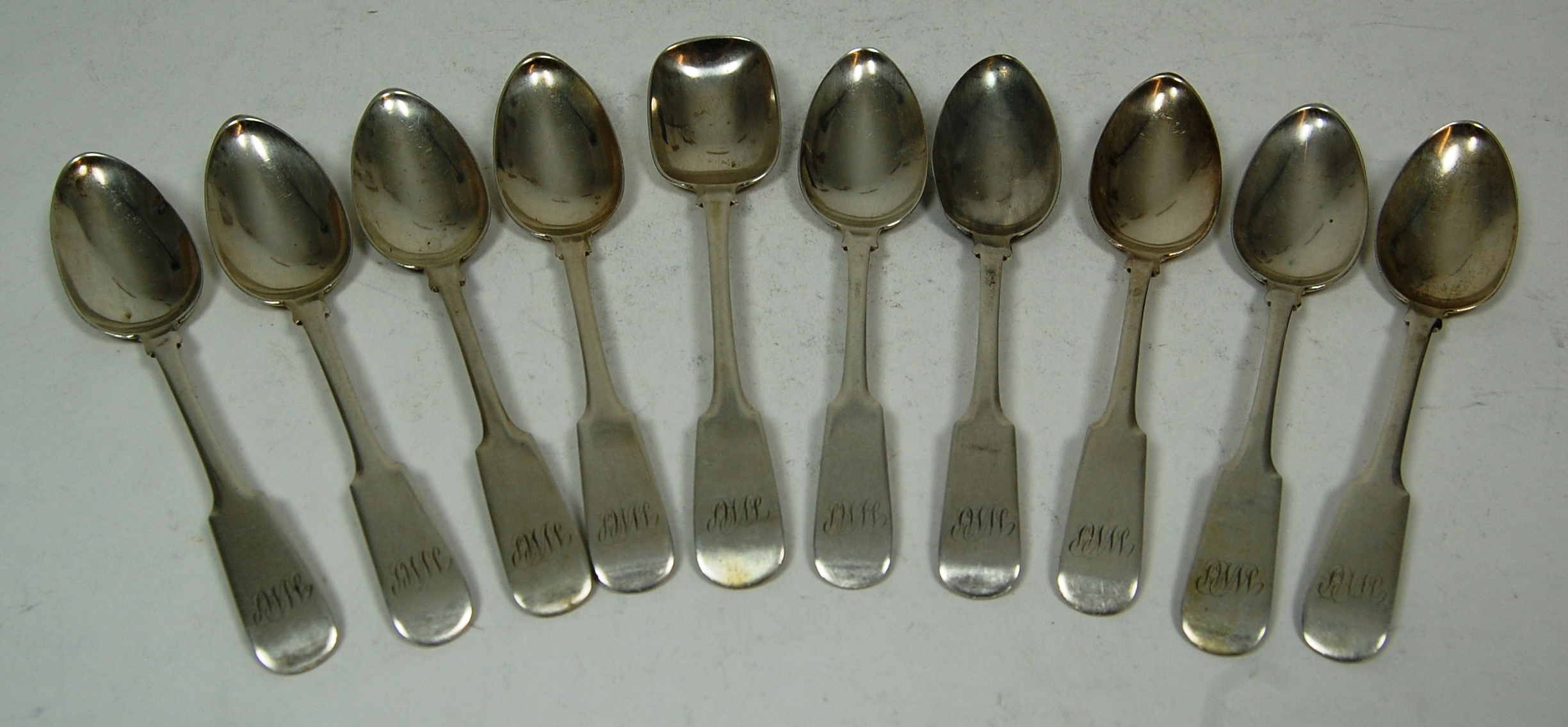 Aberdeen - a set of nine Scottish provincial teaspoons and matching sugar spoon