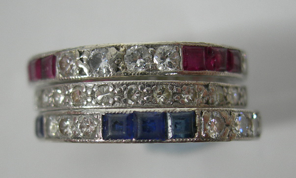 A suite of three full-eternity rings,