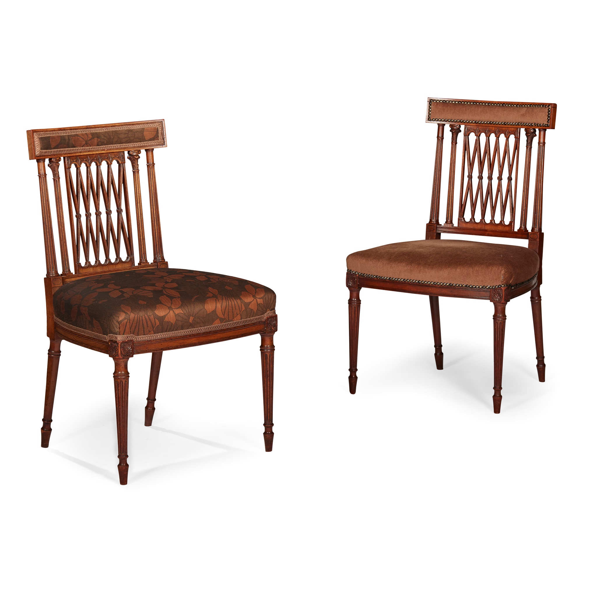 PAIR OF SHERATON REVIVAL MAHOGANY SIDE CHAIRS, ATTRIBUTED TO WRIGHT AND MANSFIELD