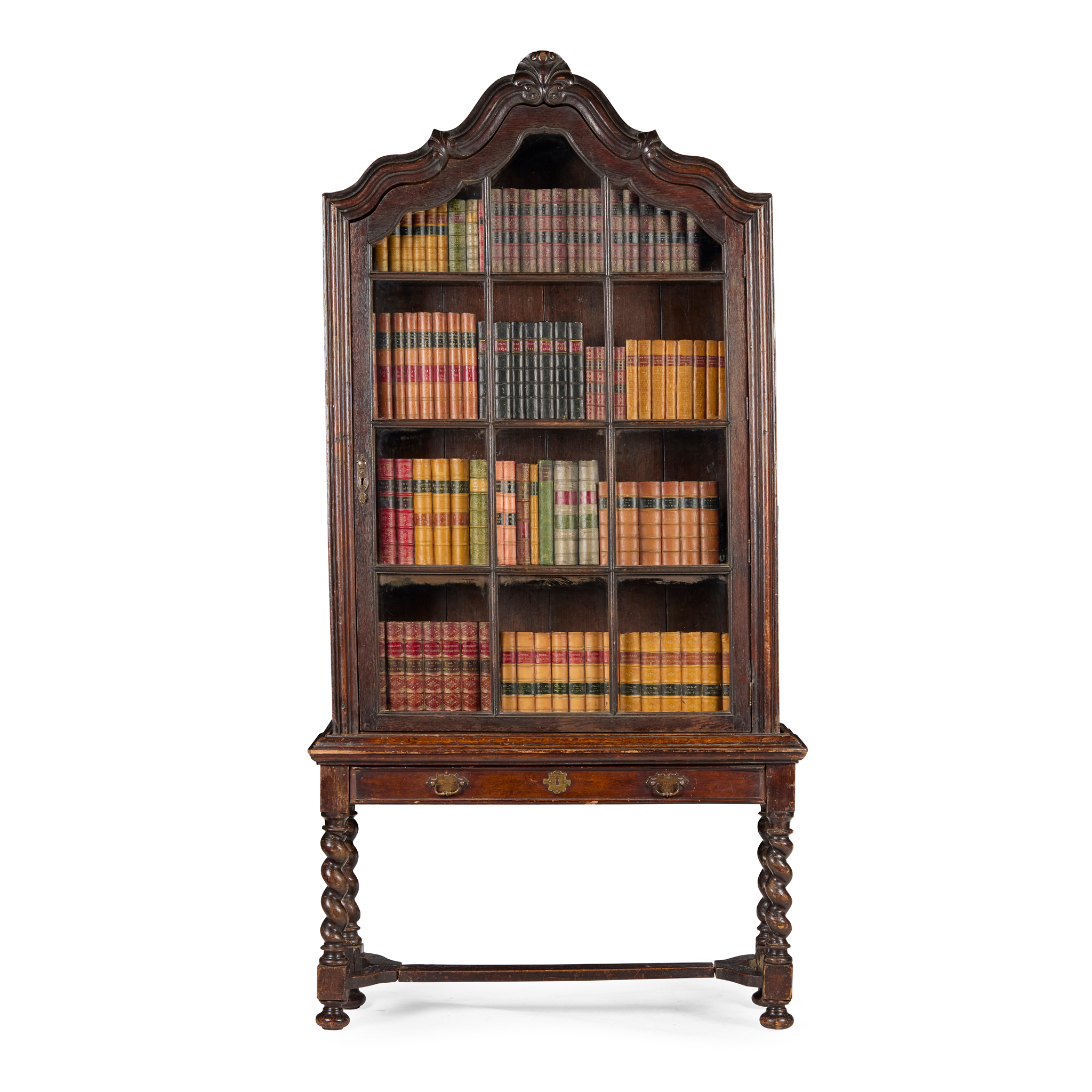 WILLIAM AND MARY OAK BOOKCASE ON STAND