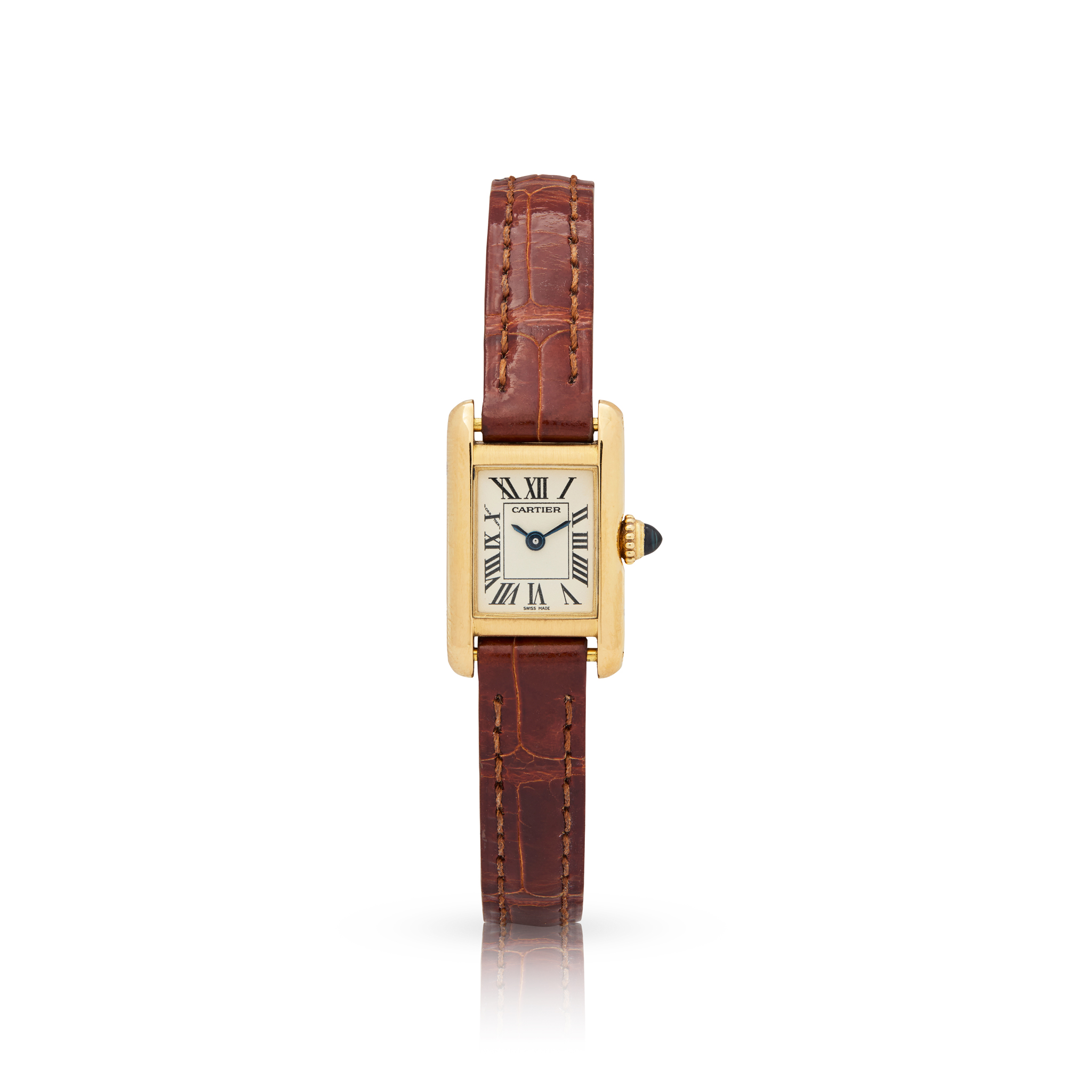 Cartier. A fine, unusual and very attractive 18k gold rectangular quartz wristwatch