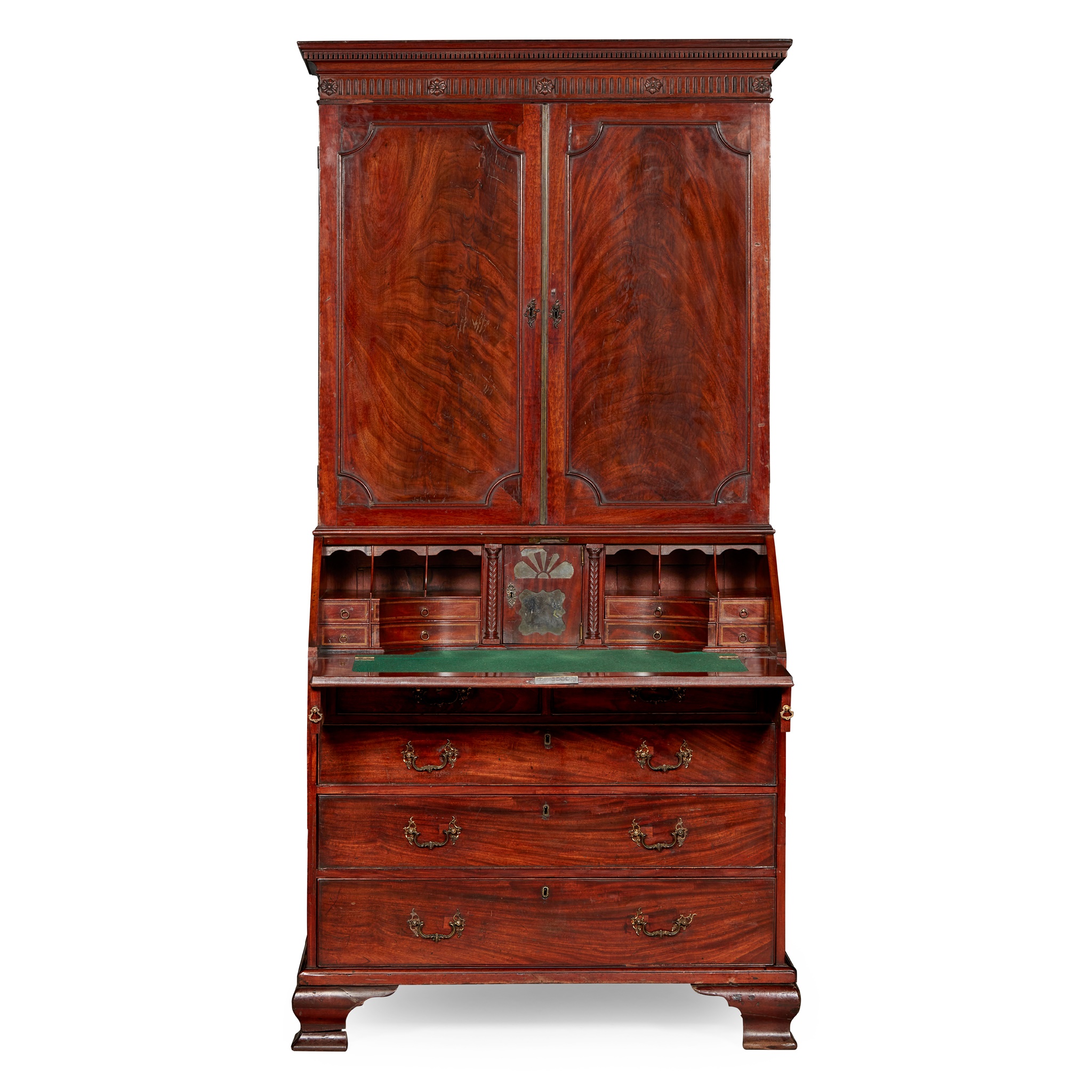 GEORGE III MAHOGANY BUREAU BOOKCASE