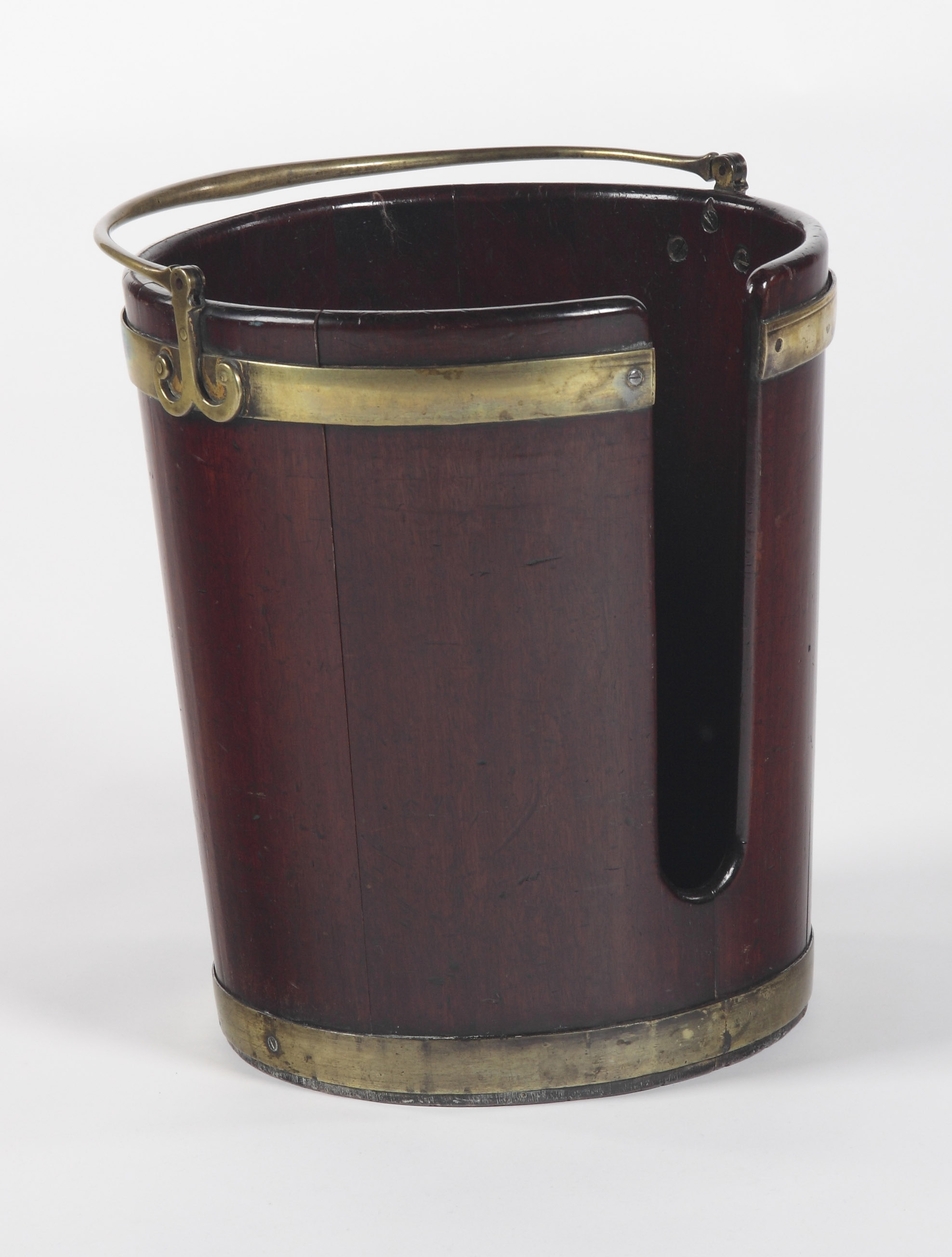 A George III mahogany and brass bound plate bucket