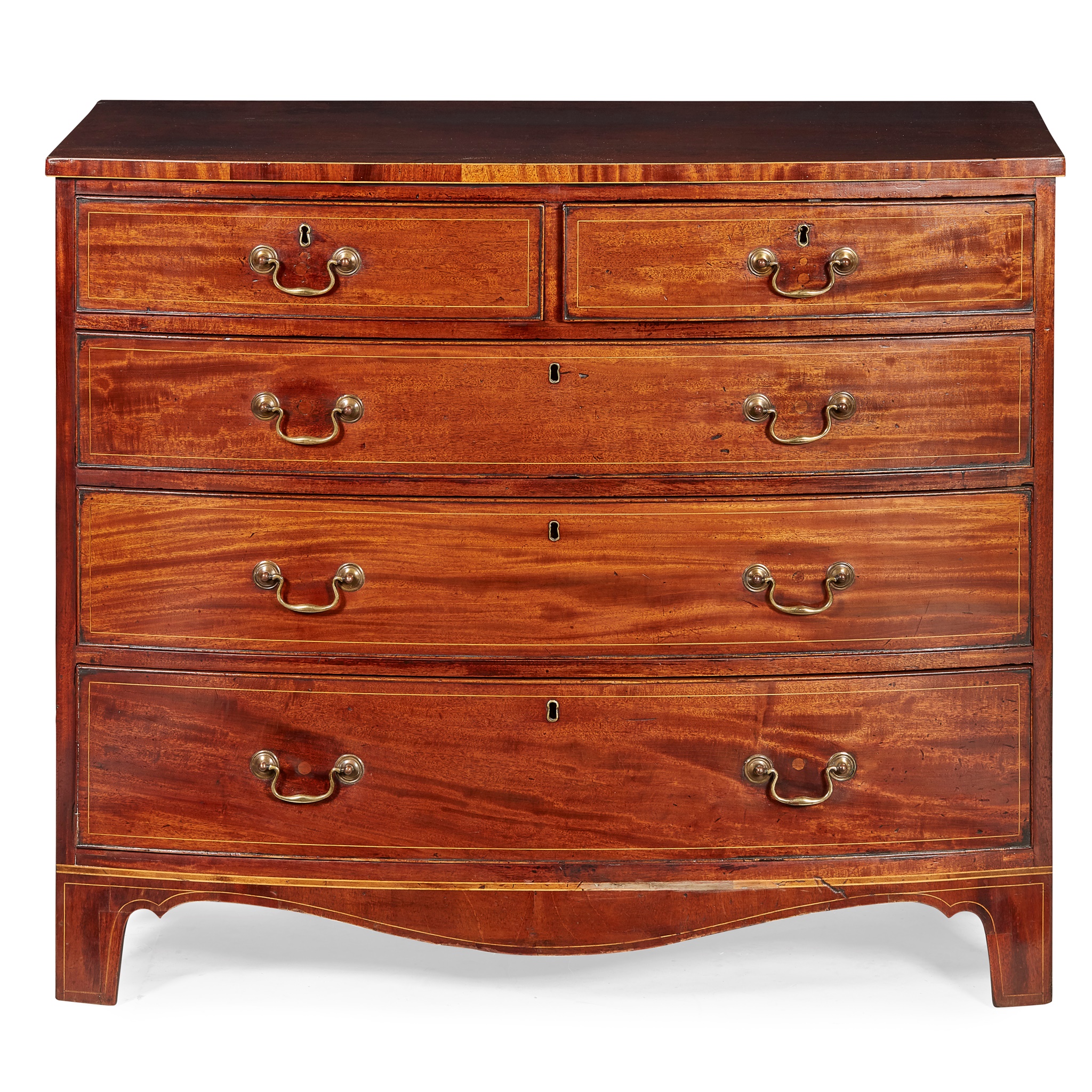 GEORGE III MAHOGANY BOWFRONT CHEST OF DRAWERS