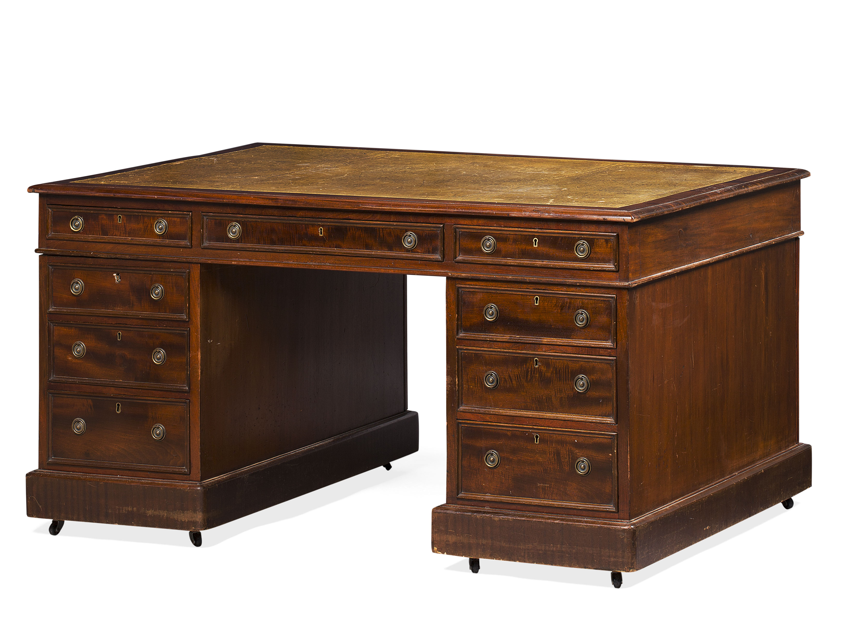 GEORGE III STYLE MAHOGANY PEDESTAL DESK