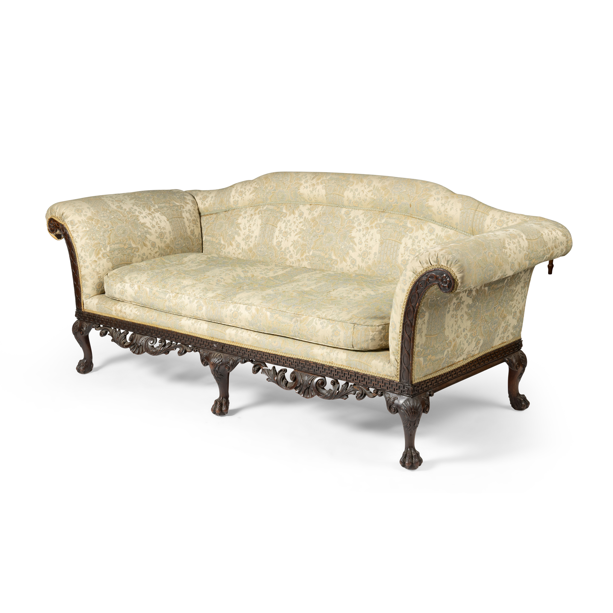 AN EDWARDIAN MAHOGANY SOFA