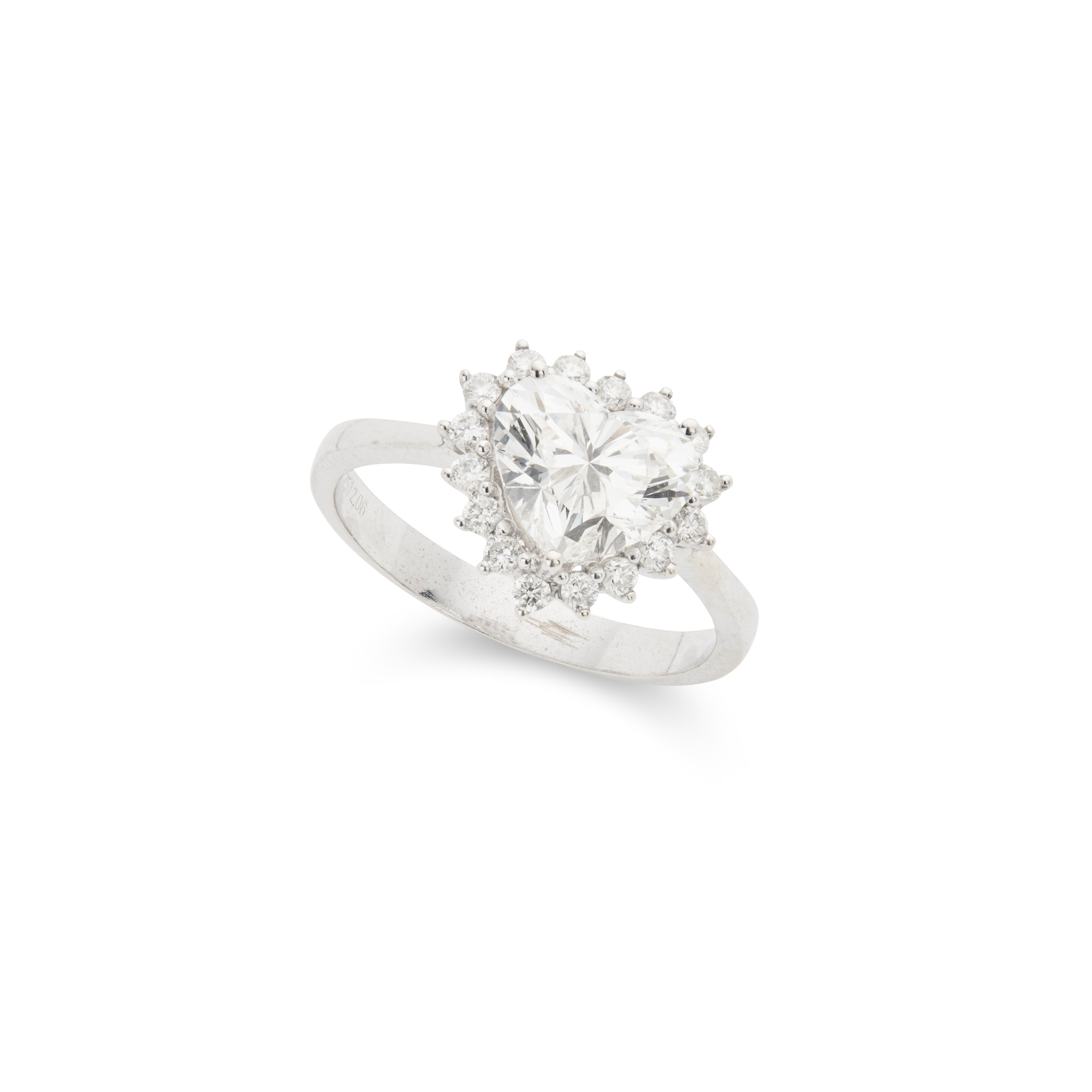 A heart-shaped diamond cluster ring