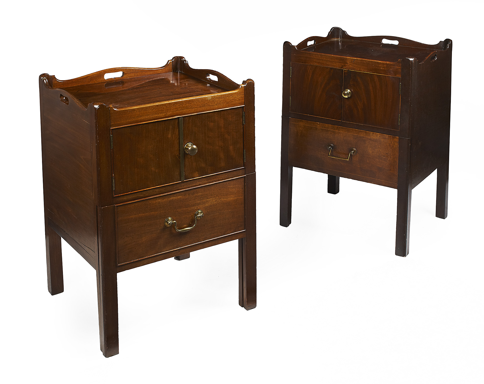 MATCHED PAIR OF GEORGE III MAHOGANY NIGHT COMMODES