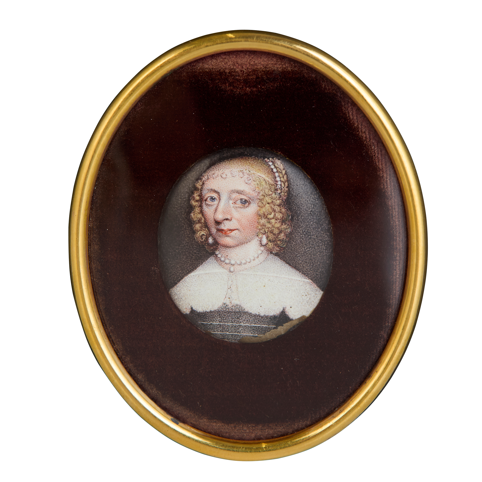 SMALL ENAMEL PORTRAIT MINIATURE OF A LADY