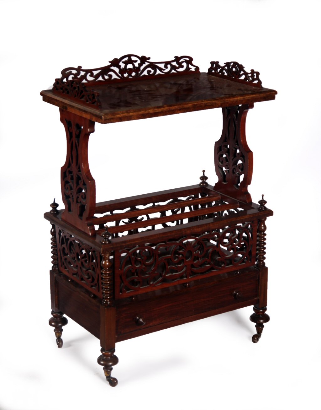 VICTORIAN WALNUT CANTERBURY WHATNOT