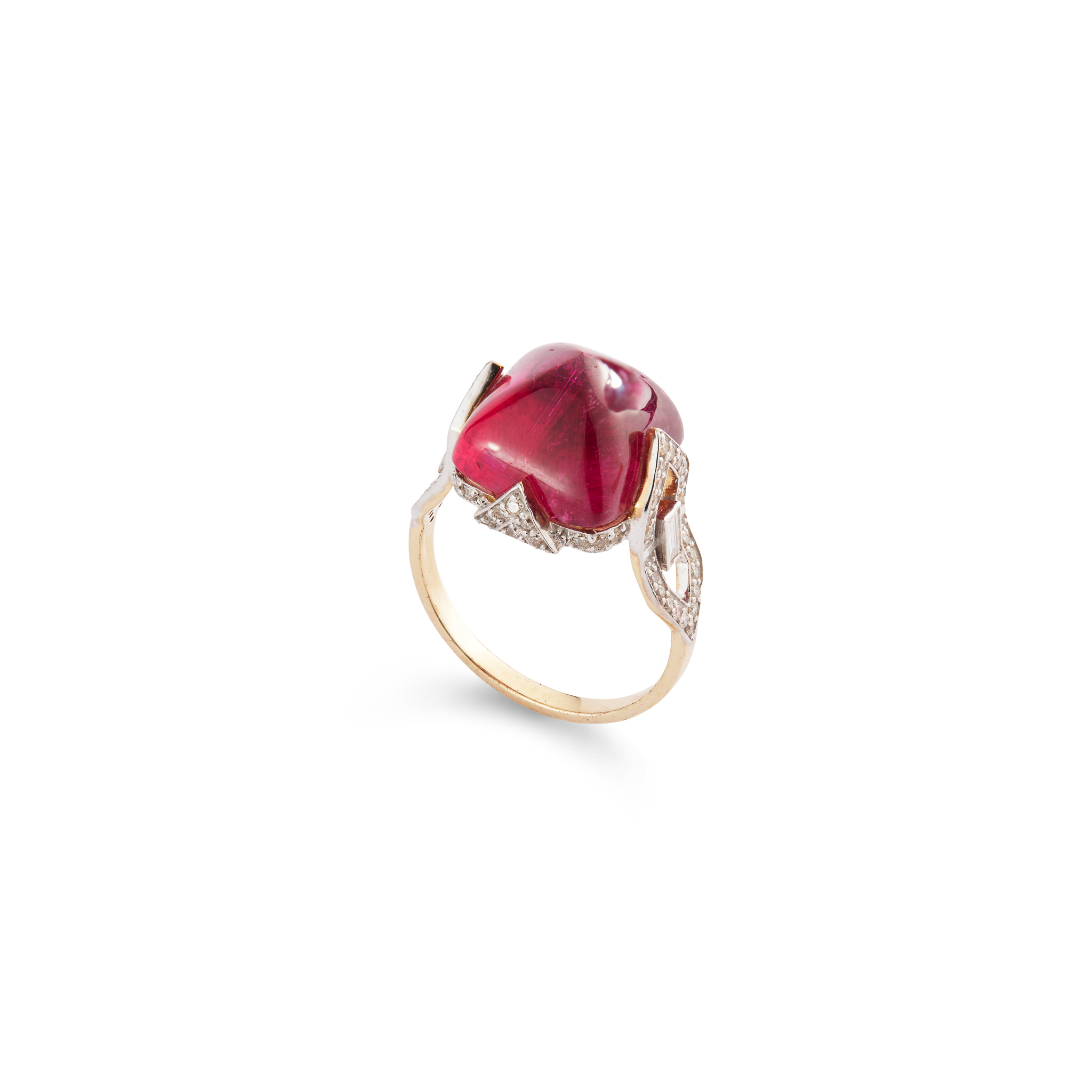 A pink tourmaline and diamond ring