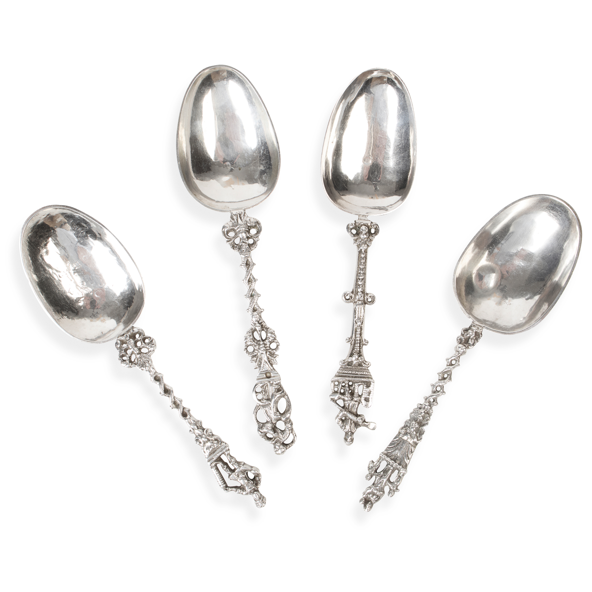 A COLLECTION OF FOUR 19TH CENTURY CONTINENTAL FIGURAL SPOONS