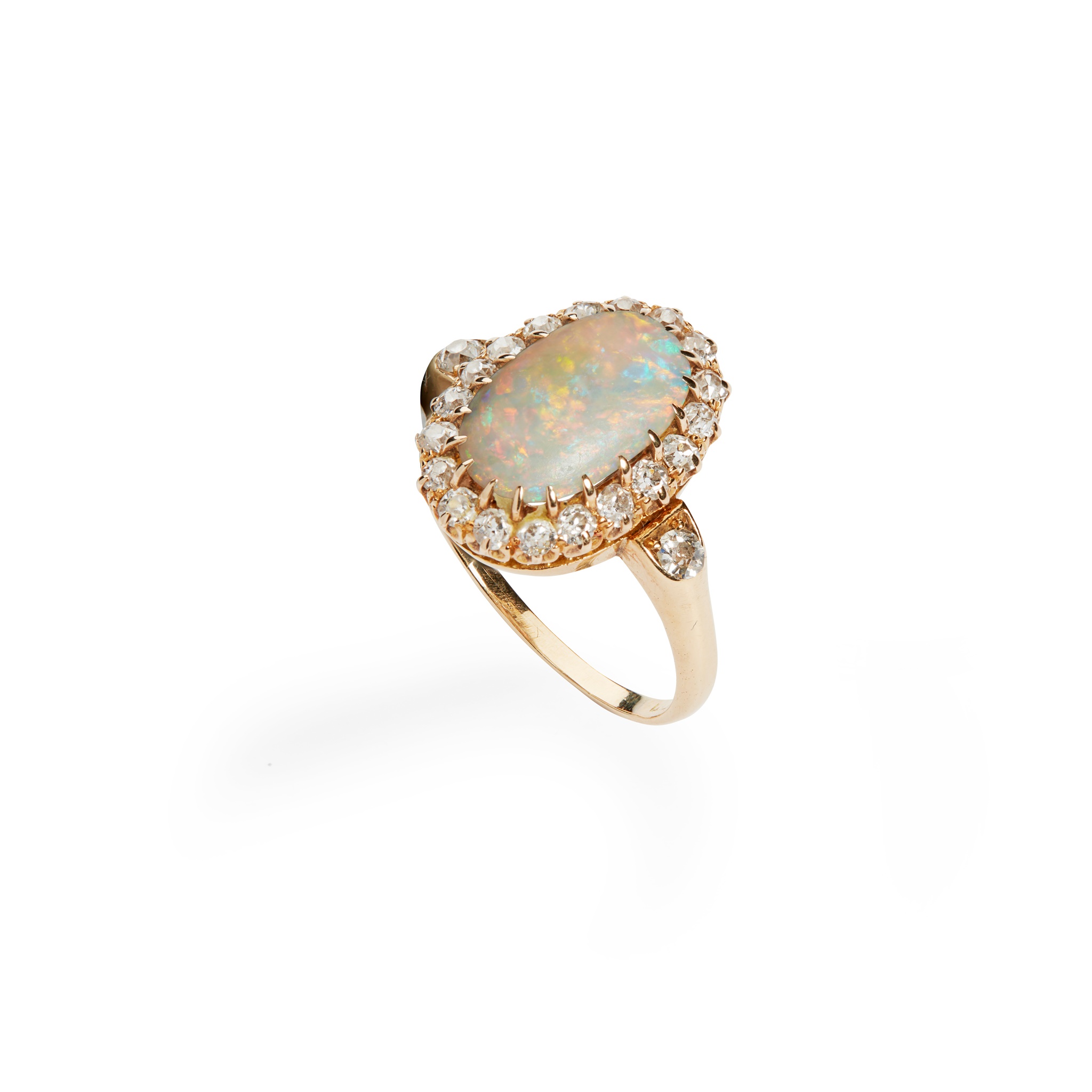 An opal and diamond cluster ring