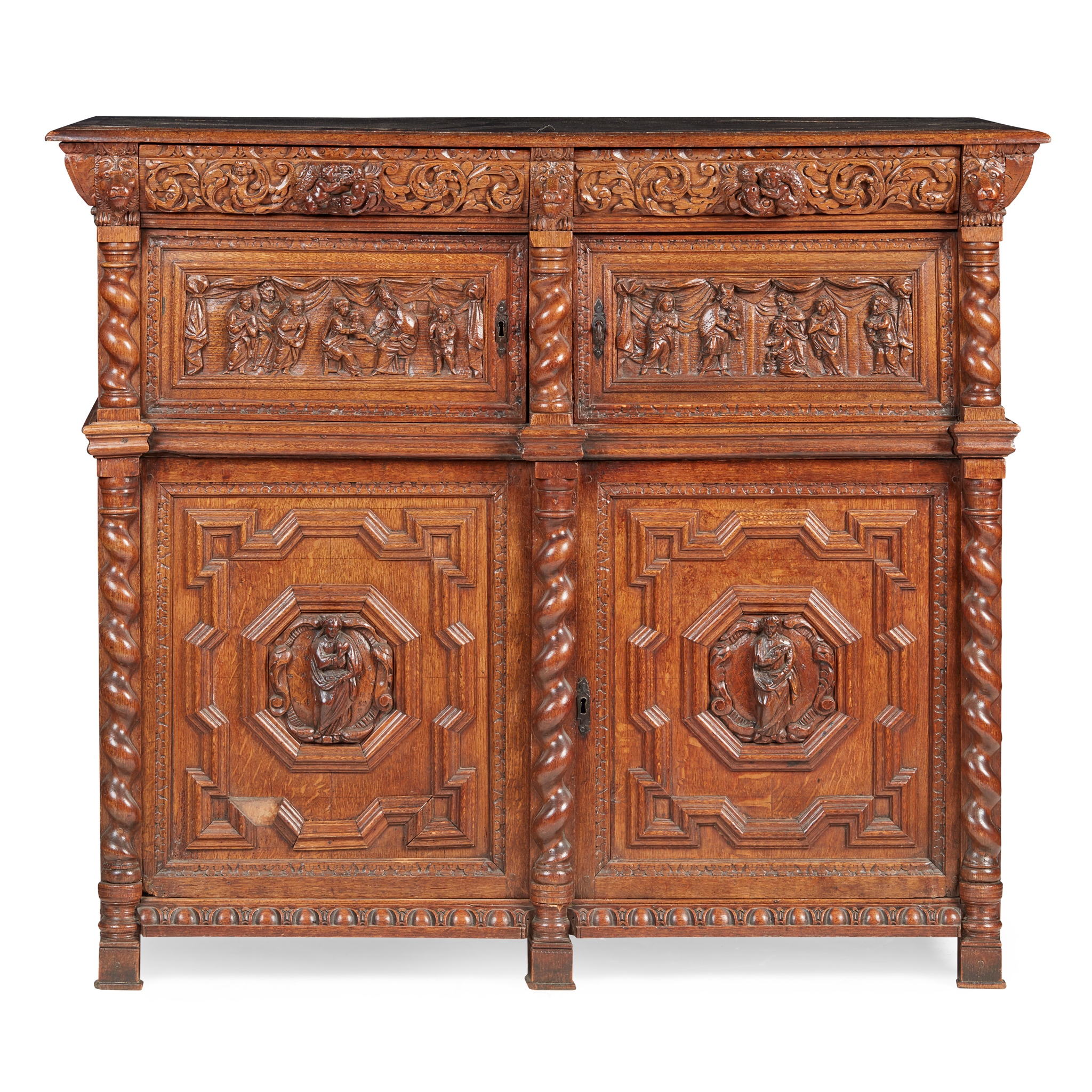 LOW COUNTRIES CARVED OAK CUPBOARD