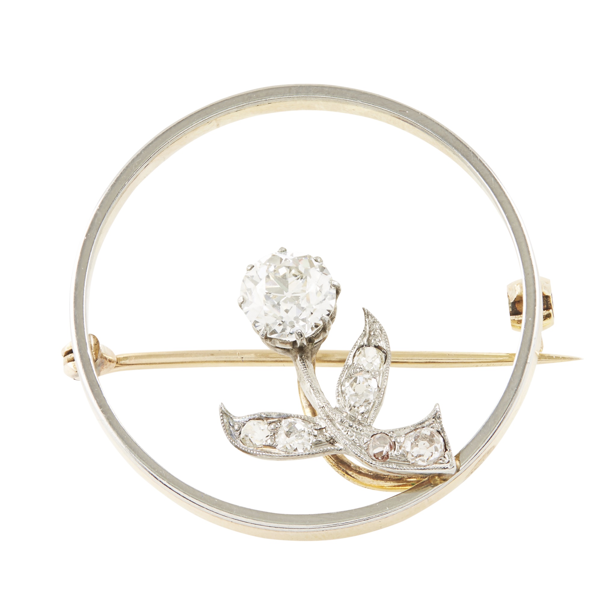 A diamond set floral brooch