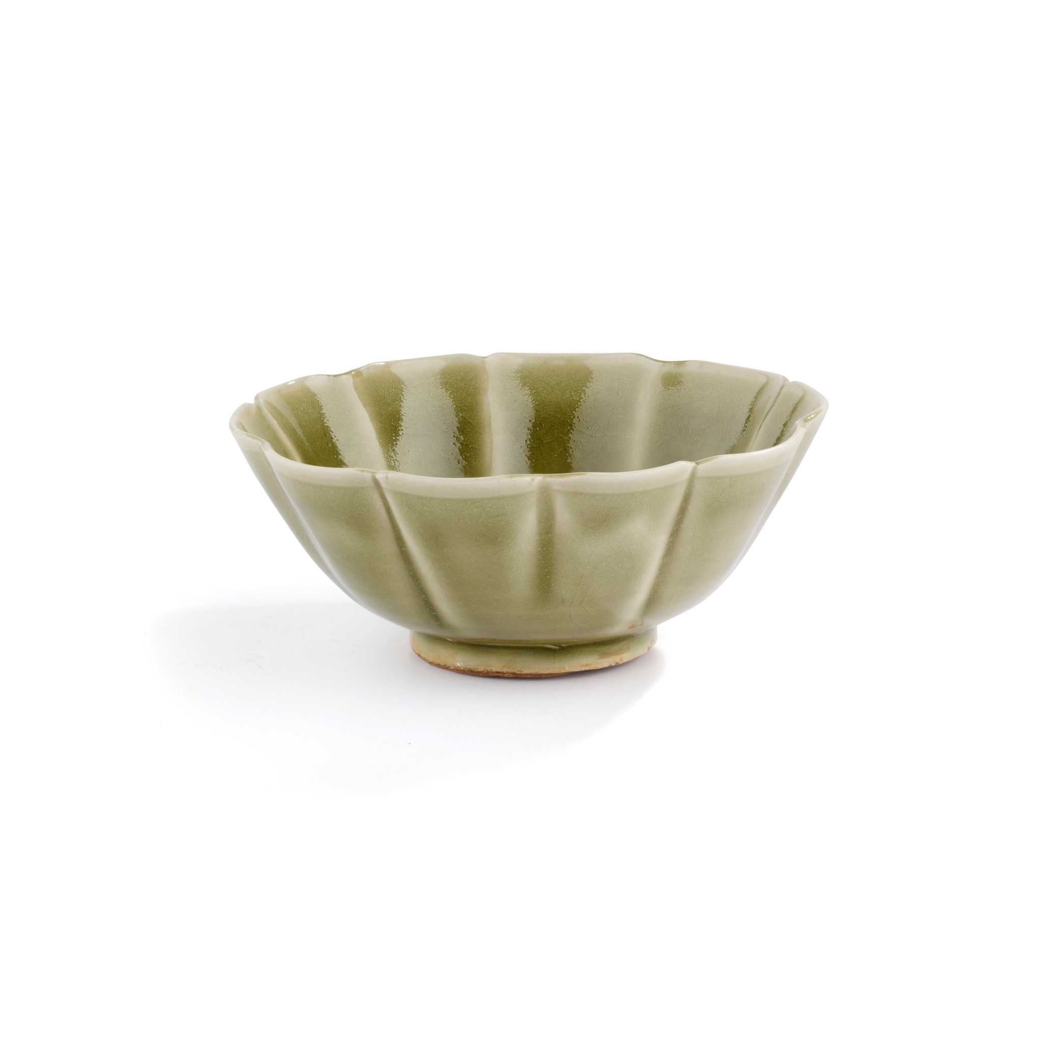 YAOZHOU CELADON-GLAZED FOLIATE TEN-LOBED BOWL