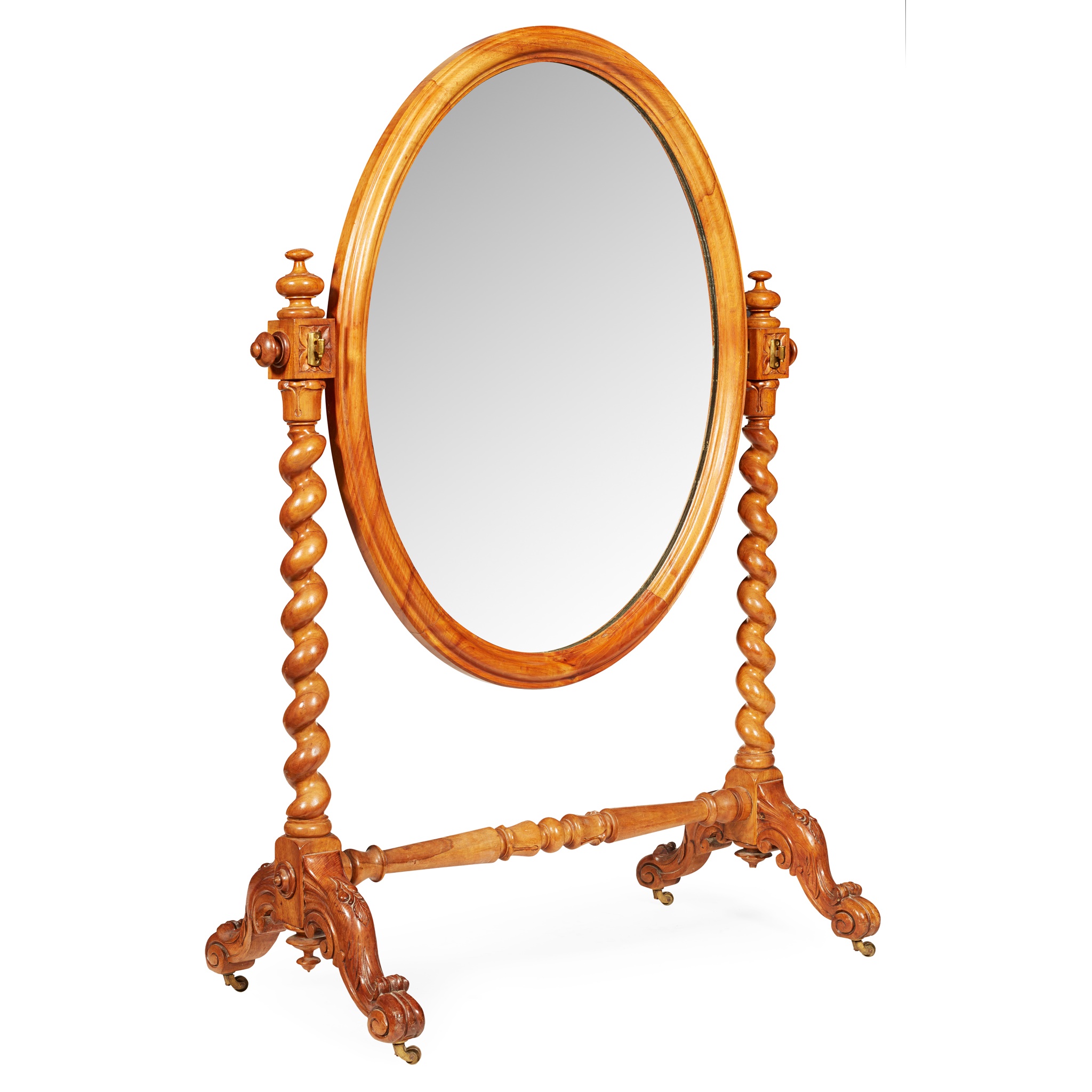 EARLY VICTORIAN WALNUT CHEVAL MIRROR