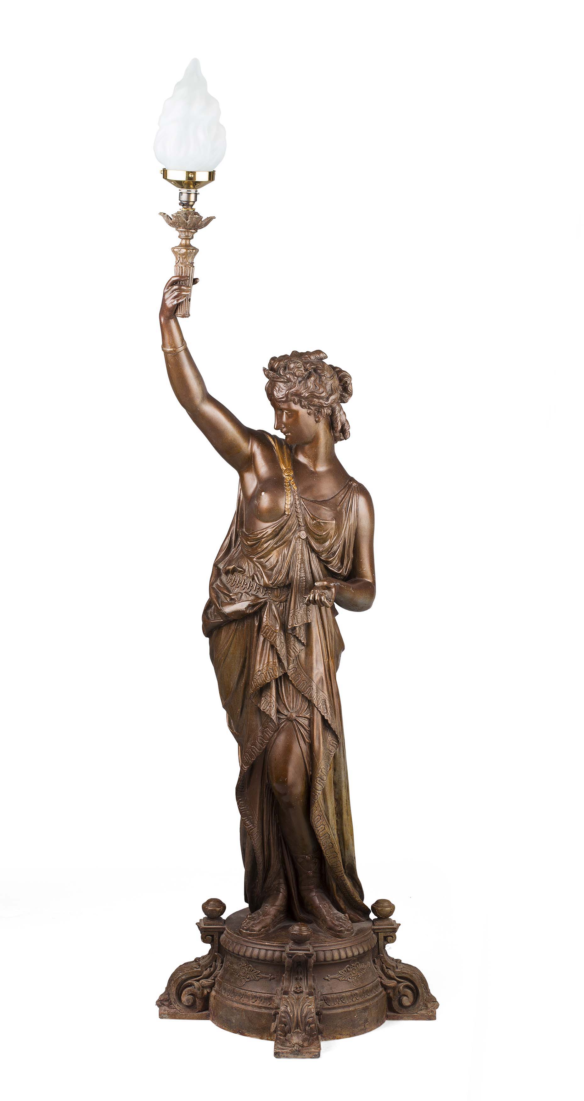 FRENCH BRONZED SPELTER FIGURAL FLOOR LAMP