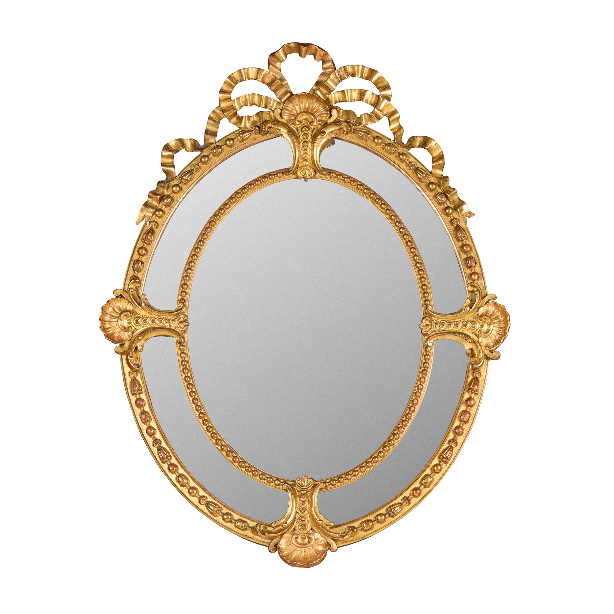 EARLY VICTORIAN OVAL MARGIN PLATE GILTWOOD MIRROR