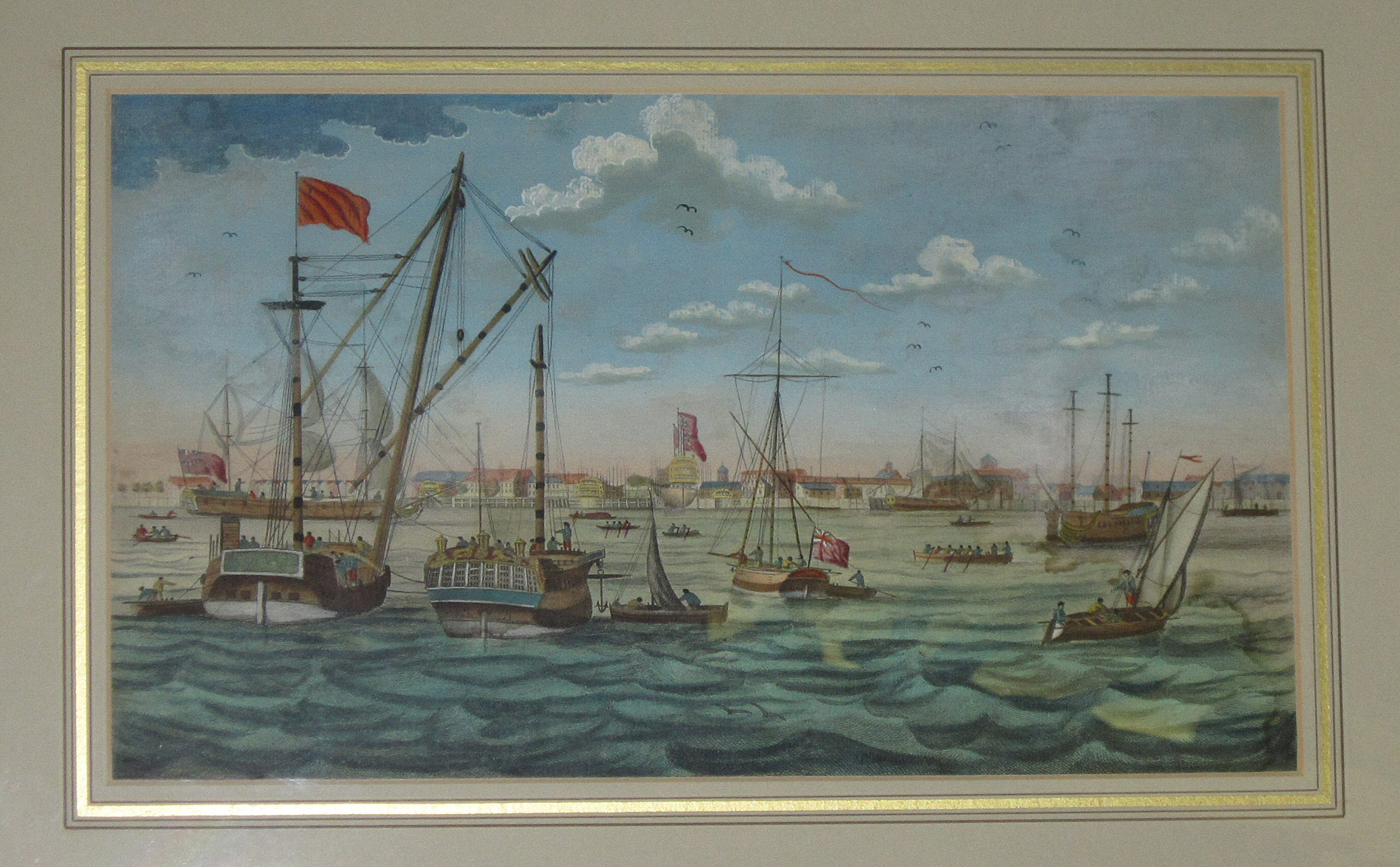 PAIR OF FRAMED MARITIME HAND COLOURED STEEL ENGRAVINGS