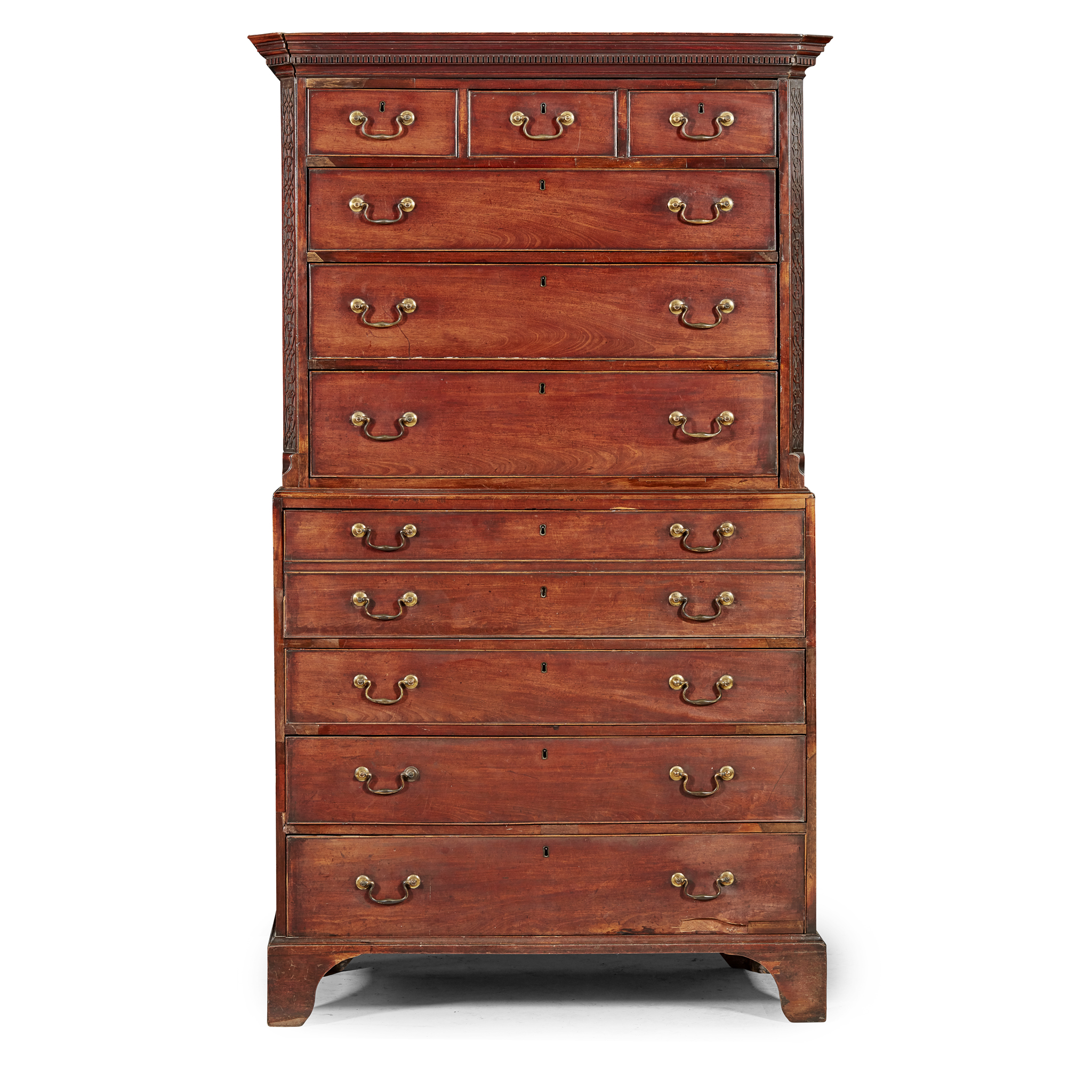SCOTTISH GEORGE III MAHOGANY SECRETAIRE CHEST-ON-CHEST
