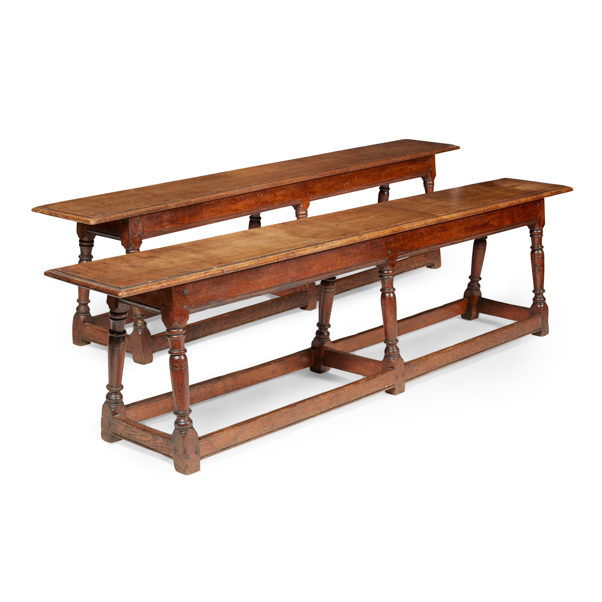 PAIR OF GEORGIAN STYLE OAK BENCHES