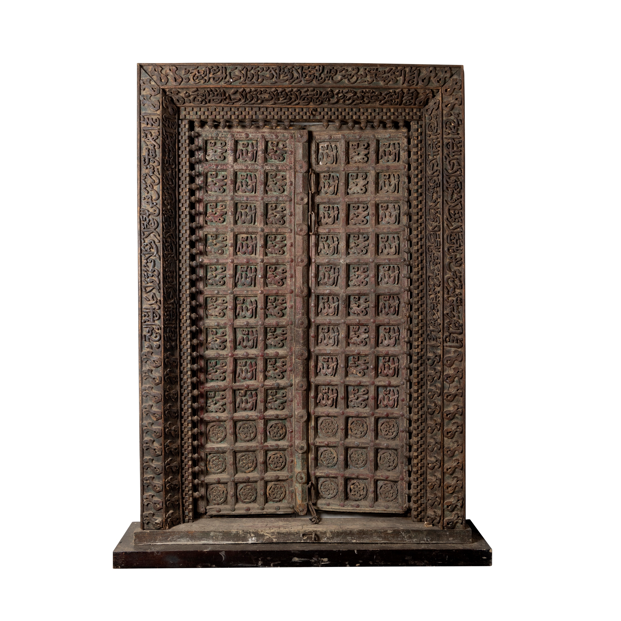 A PAIR OF INDIAN TEAK DOORS