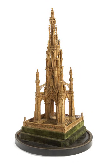 A 19th century cork model of the Scott Monument, Edinburgh,
